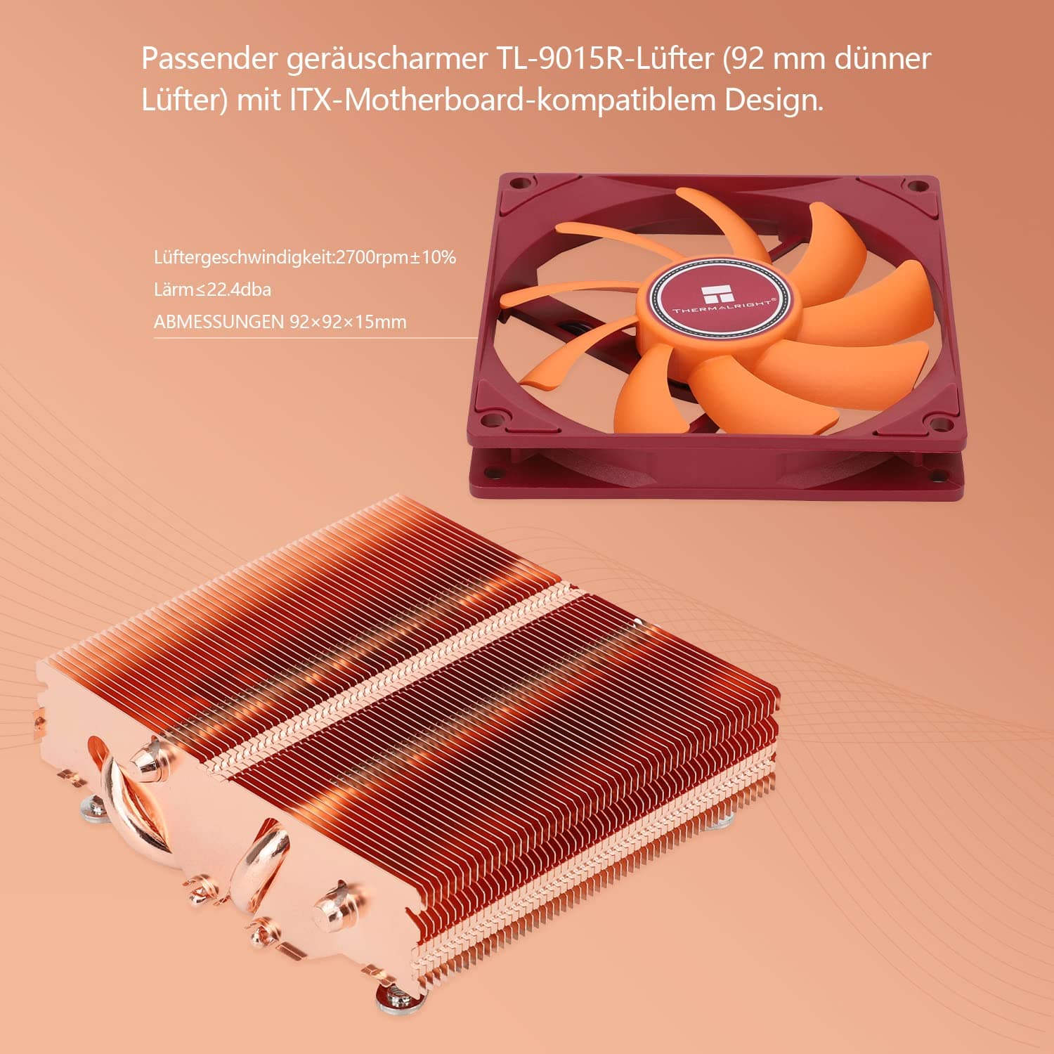 Thermalright AXP90-X47 Full Low Profile CPU-Kühler, 47 mm Höhe, leiser PWM-Lüfter, 4 Heatpipes, kompatibel mit AMD AM4 AM5/Intel LGA 1700/1150/1151/1155/1156/1200 (reines Kupfer) Bild 7