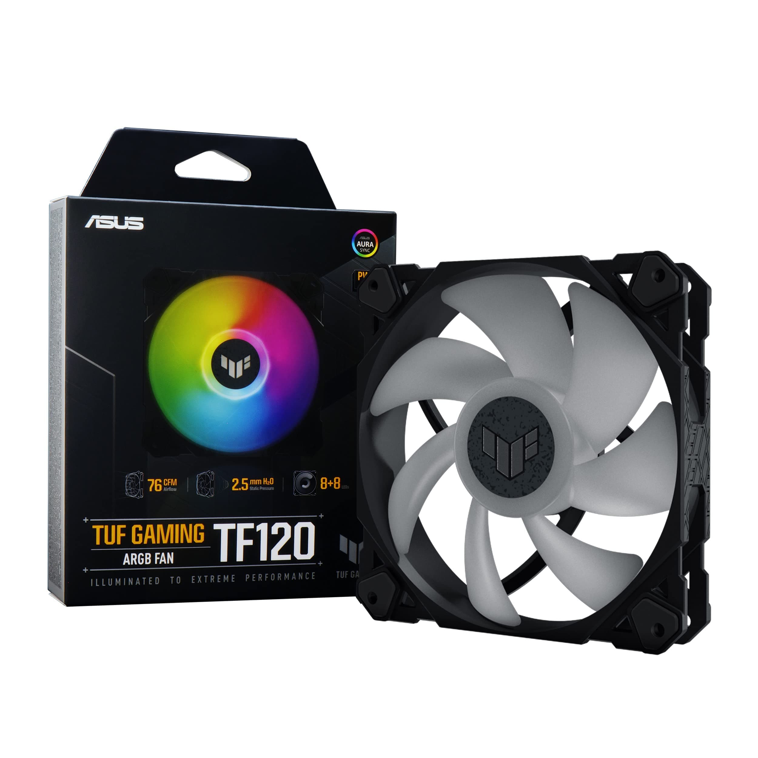 TUF Gaming TF120 ARGB-Gehäuselüfter - Single Pack (1 Stück, Aura Sync, leiser adressierbarer ARGB Lüfter, PWM Steuerung) Bild 2