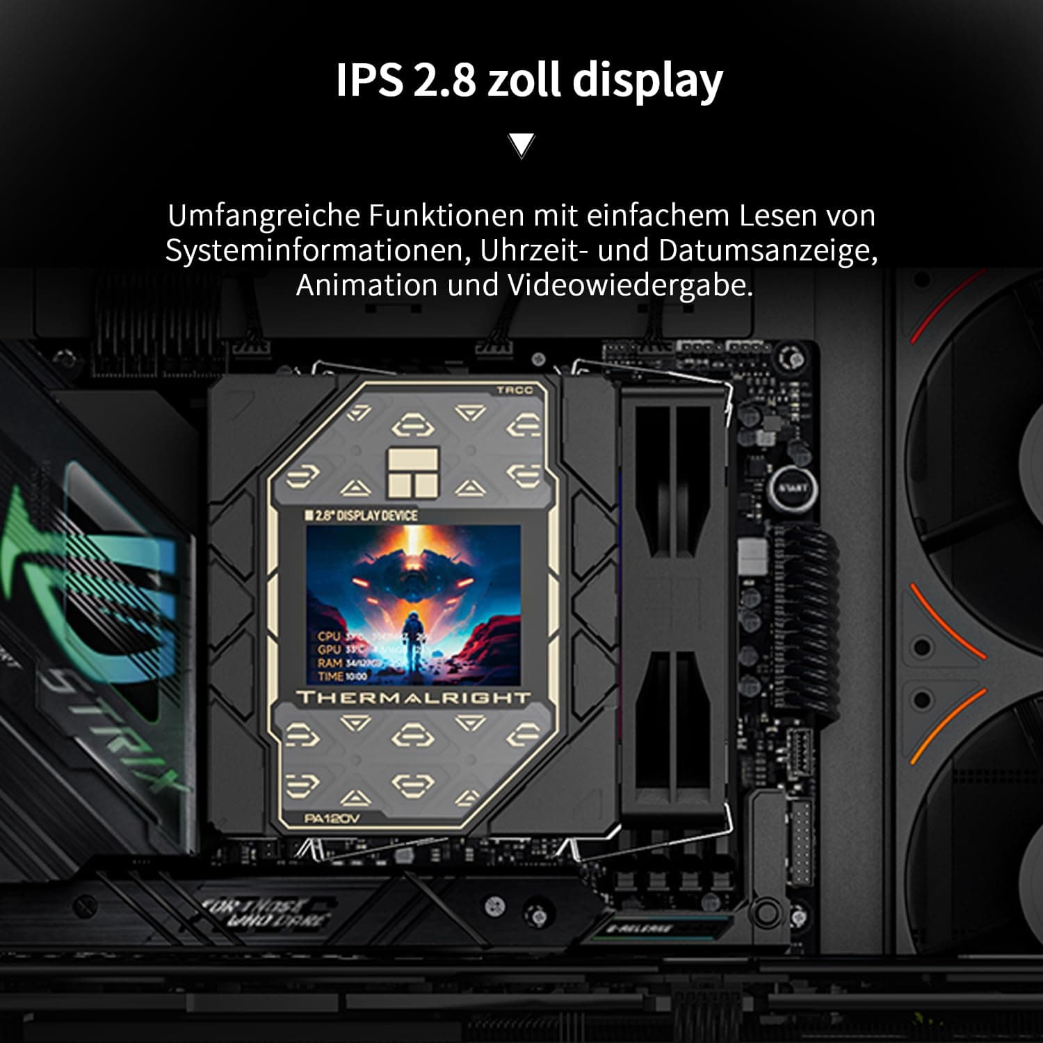 Thermalright TR Peerless Assassin 120 Vision ARGB Black CPU Luftkühler, Twin Tower Kühler, 1850U/min, 320x240 Auflösung IPS Bildschirm mit 2,8 Zoll, Kompatibel mit LGA1851/1700, AM4/AM5, 162mm Höhe Schwarz-PA120 VISION ARGB BLACK Bild 5