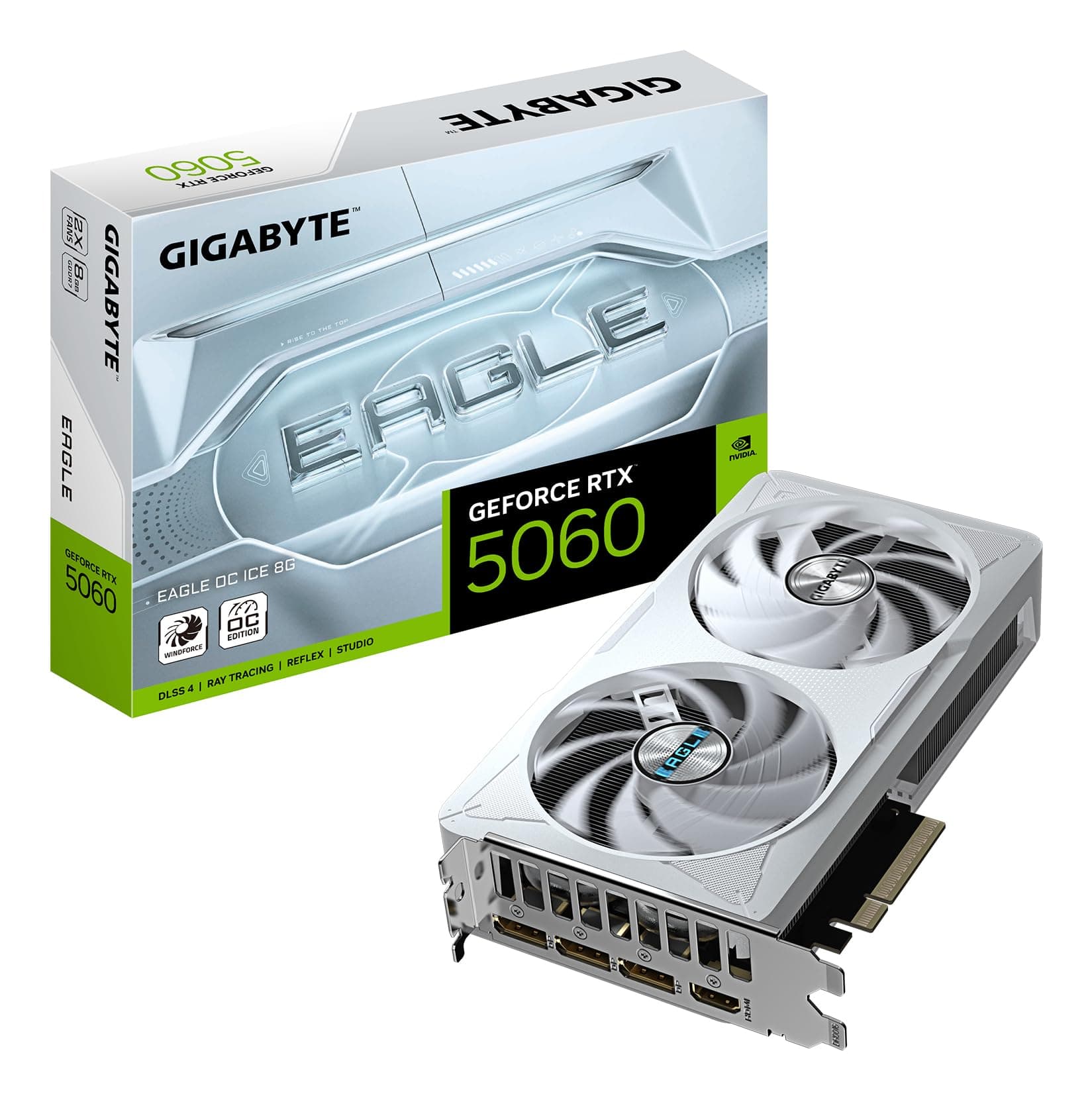 Gigabyte GeForce RTX 5060 Eagle OC Ice 8G Grafikkarte - 8GB GDDR7, 128bit, PCI-E 5.0, 2550 MHz Kerntakt, 3 x DisplayPort, 1 x HDMI, GV-N5060EAGLEOC ICE-8GD Bild 2