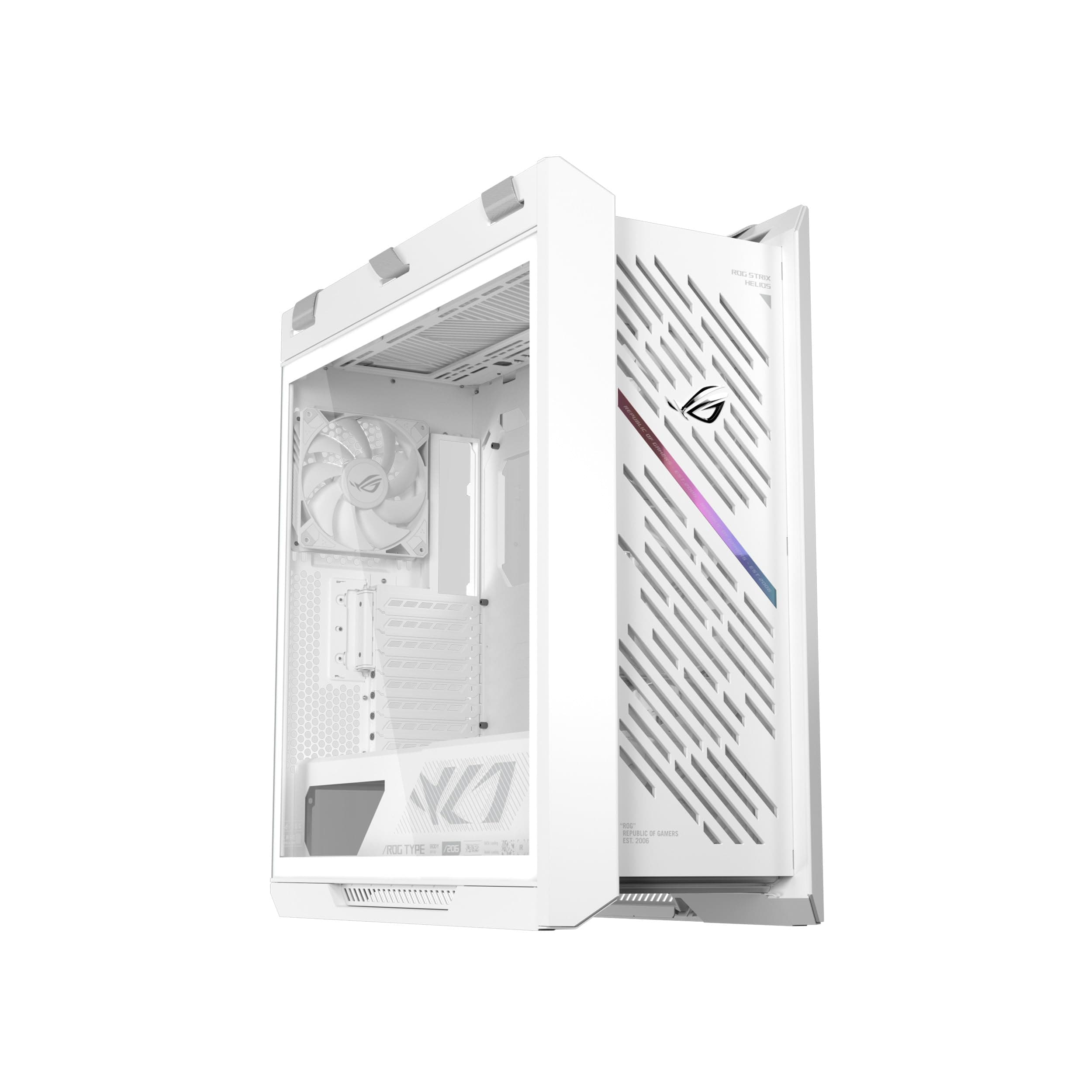 ASUS ROG Strix Helios II EATX Mid-Tower White Gaming PC Gehäuse (Seitenteile aus gehärtetem Glas, 4X vorinstallierte 140 x 28 mm Lüfter, GPU bis zu 450 mm, 420-mm-Radiatorhalterung) | Weiß Bild 2