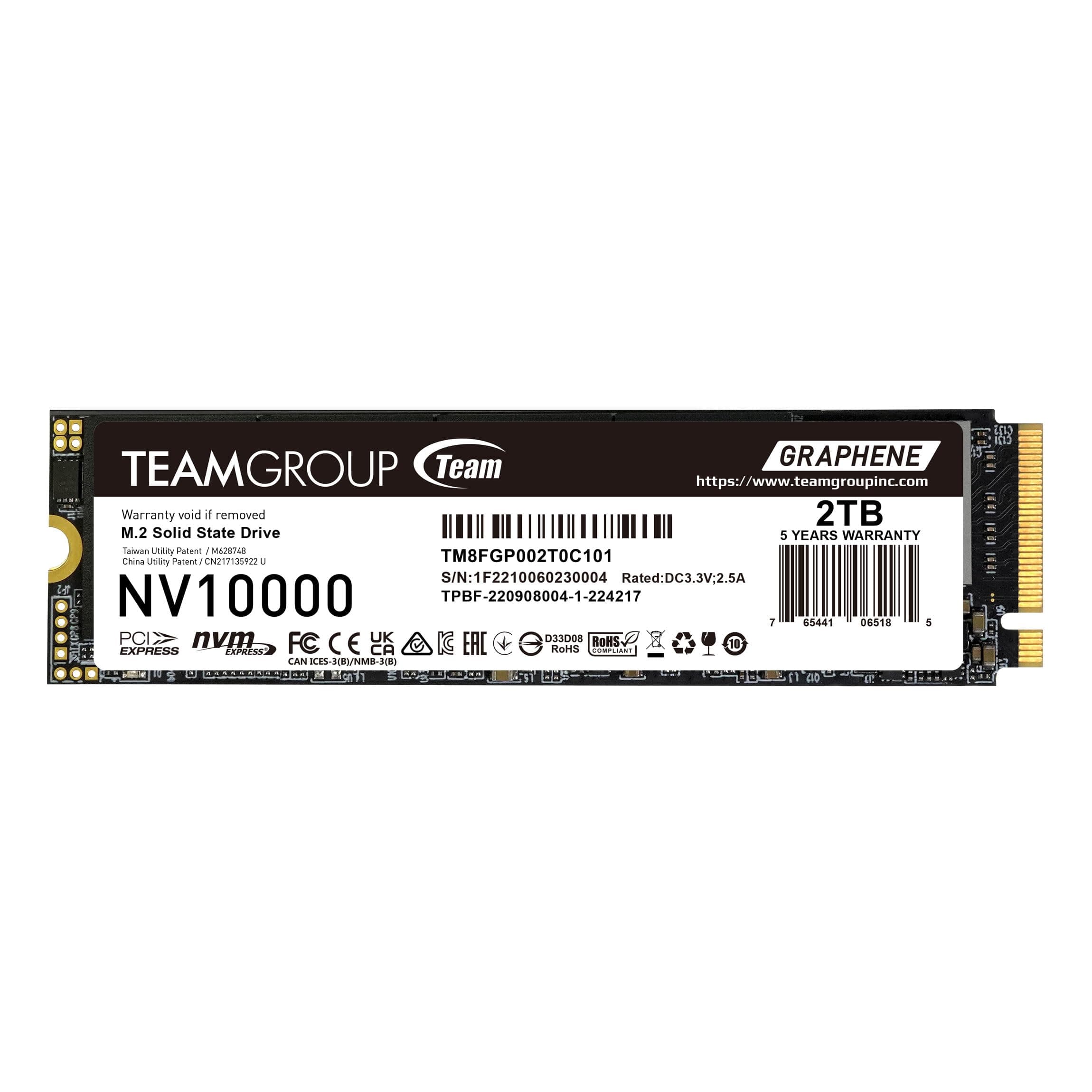 TEAMGROUP NV10000 2TB SLC Cache NVMe PCIe 5.0 Gen5x4 M.2 2280 Laptop Desktop SSD Lese-/Schreibgeschwindigkeit bis zu 10.000/8500MB/s TM8FGP002T0C101 Bild 2