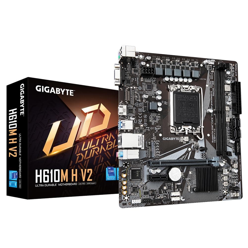 GIGABYTE H610M H V2 Mainboard - Unterstützt Intel Core Prozessoren 14th CPUs, 4+1+1 Hybrid Digital VRM, up to 5600MHz DDR5, 1xPCIe 3.0 M.2, GbE LAN, USB 3.2 Gen 1 Bild 2
