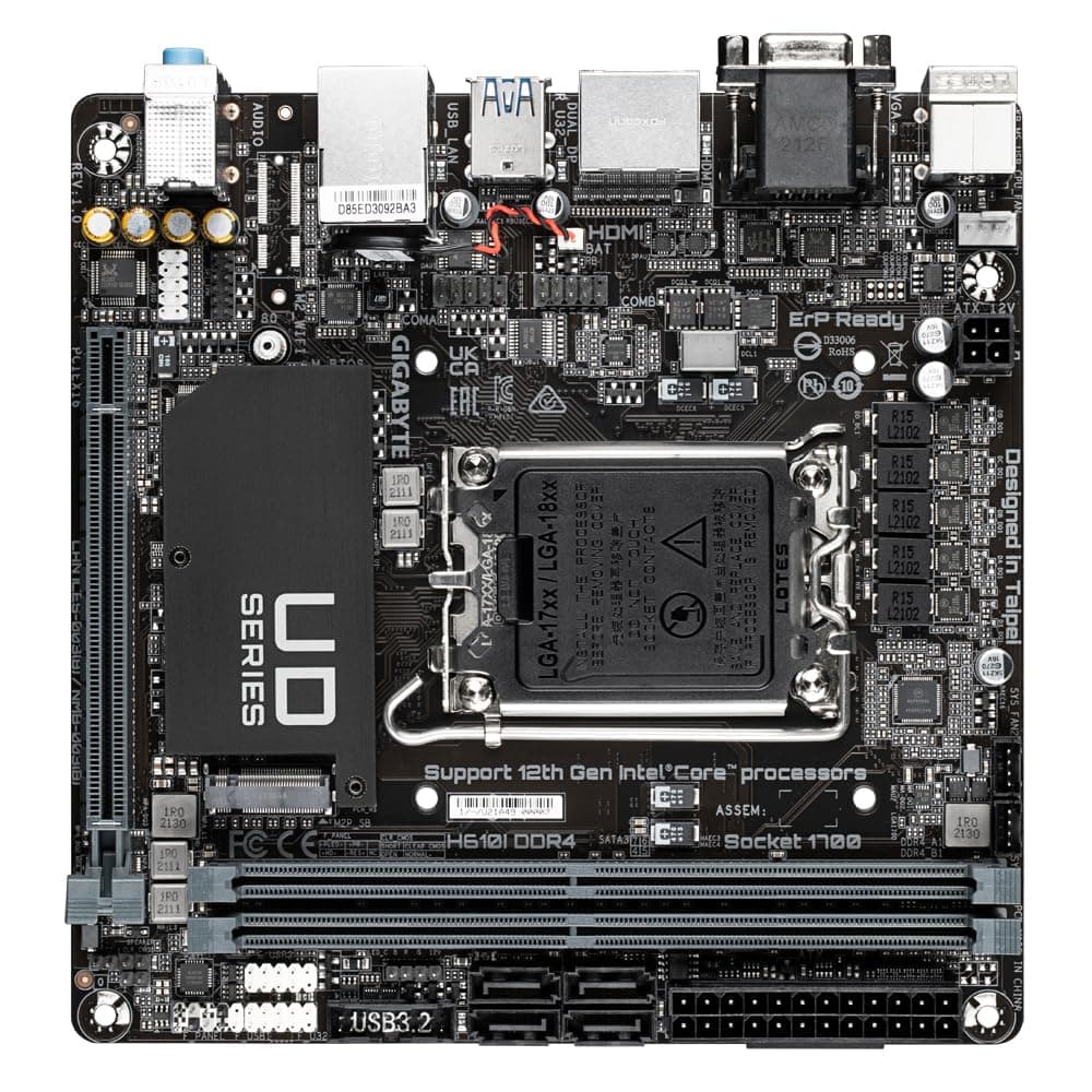 GIGABYTE H610I DDR4 Mainboard - Unterstützt Intel Core Prozessoren 14th CPUs, 4+1+1 Hybrid Digital VRM, up to 3200MHz DDR4, 1xPCIe 3.0 M.2, GbE LAN, USB 3.2 Gen 1 Bild 5
