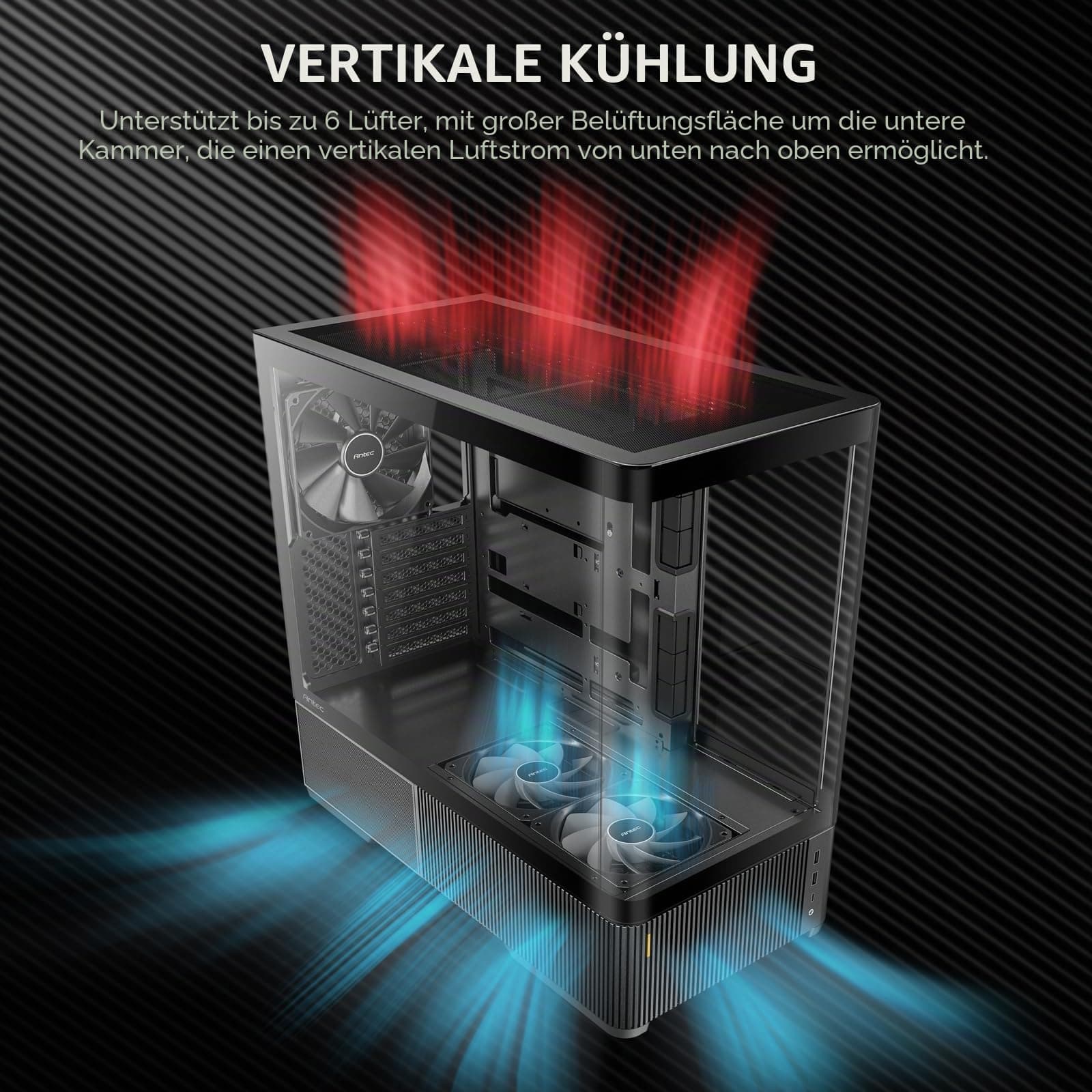 ANTEC Constellation C6 Curve Air ATX Midi Tower PC Gehäuse – Panoramic Glasdesign, High-Airflow Gaming Case, Tempered Glass, Schwarz Bild 5