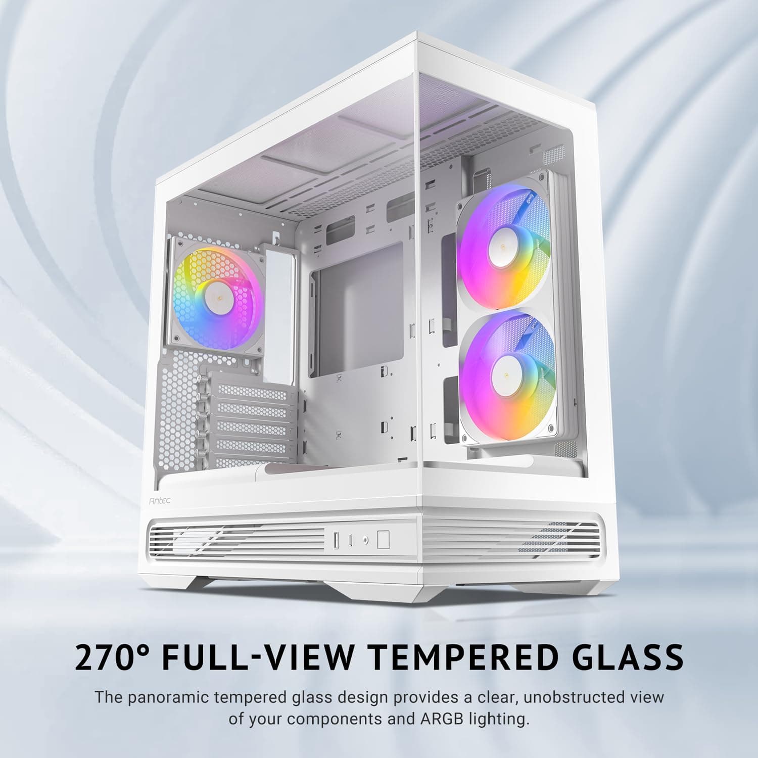 ANTEC Constellation C2M ARGB White Micro-ATX PC Gehäuse – Kompakter Gaming Tower mit ARGB und Tempered Glass, Weiß Bild 3