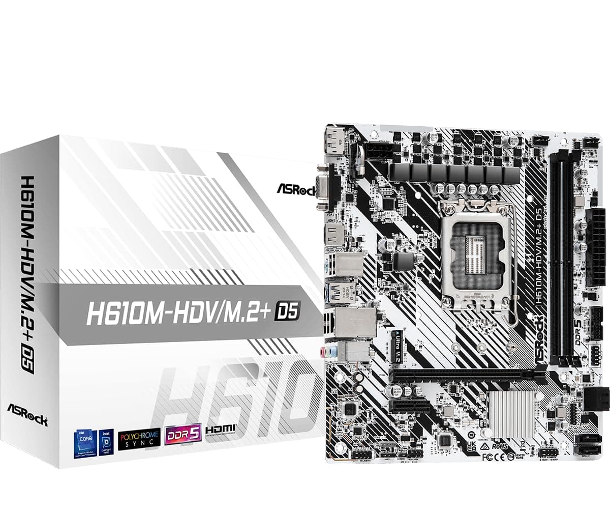 Carte+M%C3% A8re+ASRock+H610M-HDV%2FM.2%2B+DDR5+%28Intel+LGA+1700%29+Micro+ATX Bild 2