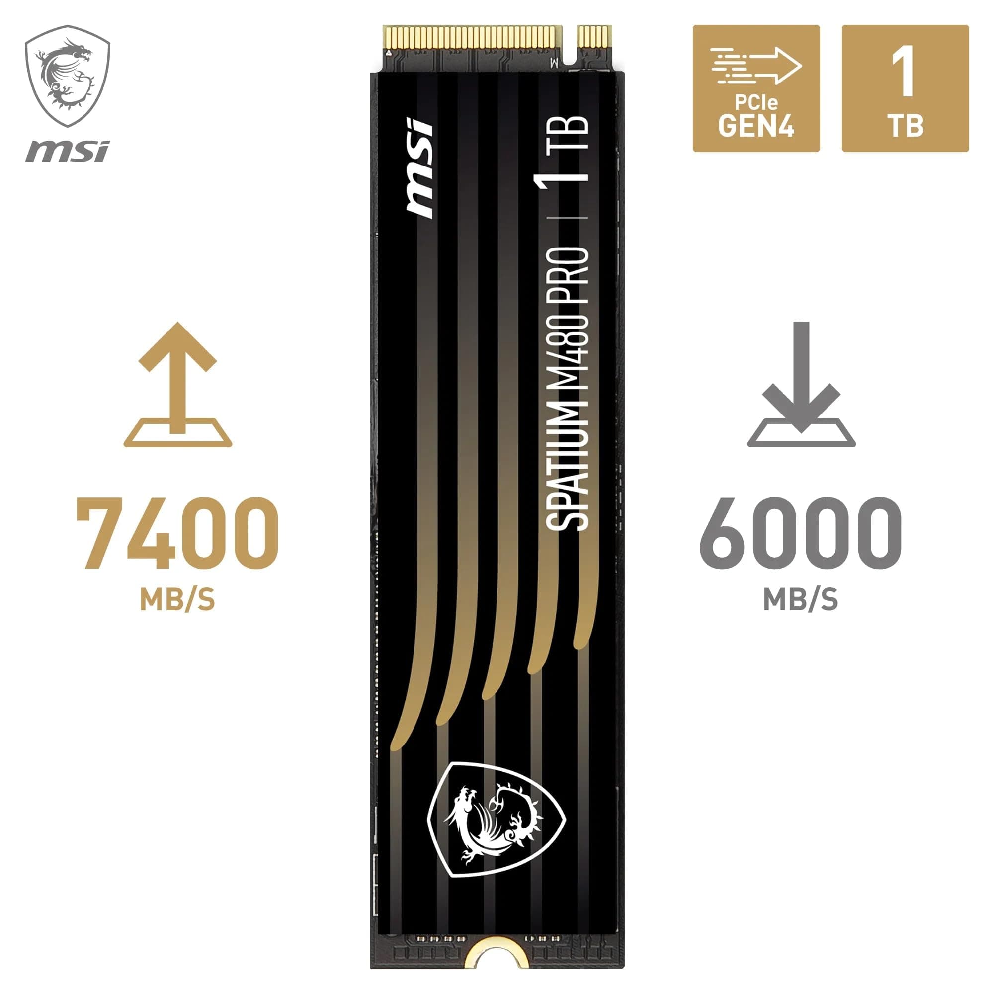 MSI SPATIUM M480 Pro PCIe 4.0 NVMe M.2 1TB 7.400 MB/s lesen, 6.000 MB/s schreiben, interne SSD Bild 3