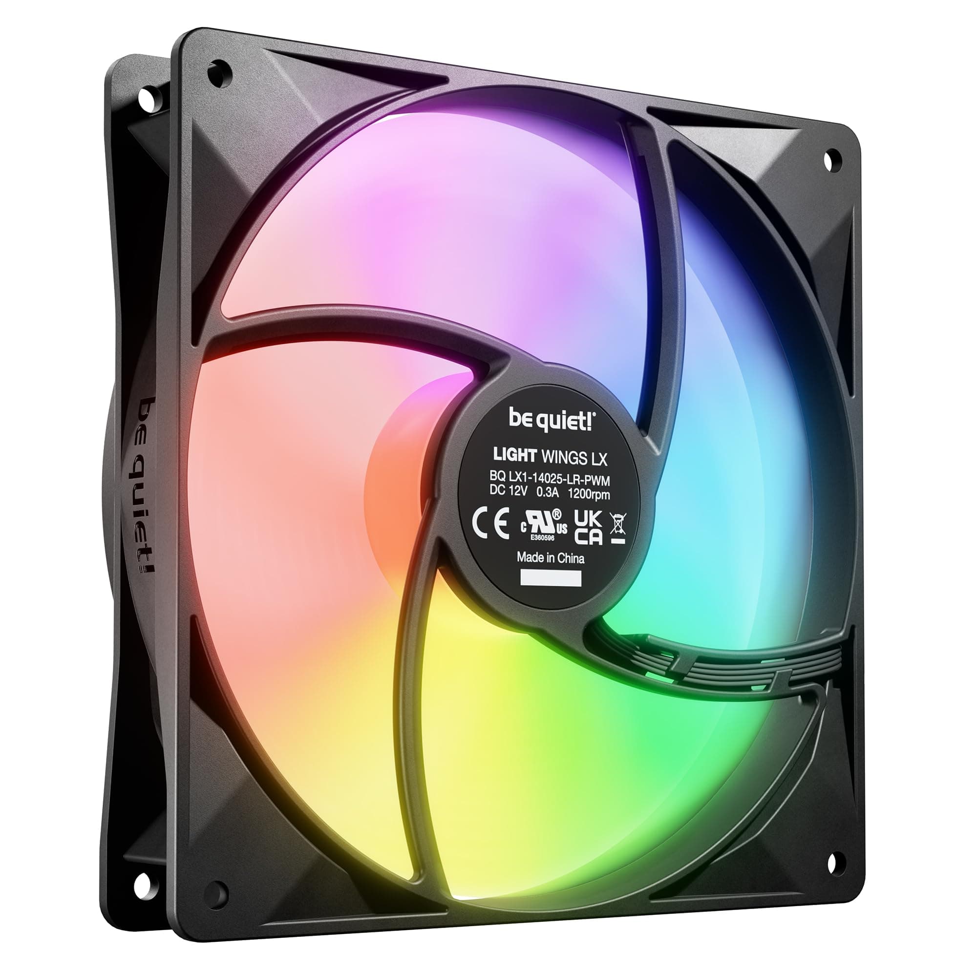 be quiet! Light Wings LX 140mm PWM Lüfter, Enthält 3 Lüfter, Beleuchteter Hub und mattierte Lüfterblätter, vielzählige Farben und Effekte, ARGB-Kabel mit Möglichkeit zur Reihenschaltung Bild 7