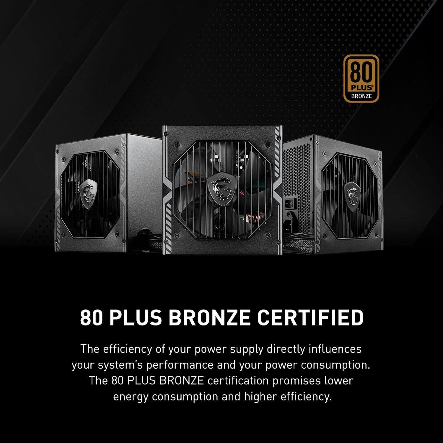 MSI MAG A550BN Netzteil, EU-Stecker - 550W, 80 Plus Bronze Zertifiziert, ATX-Netzteil, 12V Single-Rail, DC/DC-Spannungswandler-Design, 120mm Lüfter Bild 3