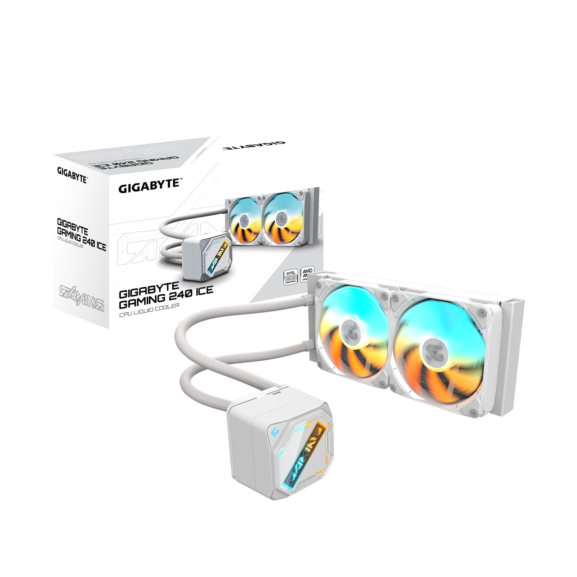 GIGABYTE Gaming 240 Ice Flüssigkeitskühler für CPU - 2x120mm ARGB-Lüfter, Schiebe-Verriegelungsmechanismus, Daisy-Chain, Kompatibel mit Intel LGA 1851 und AMD AM5 Bild 2