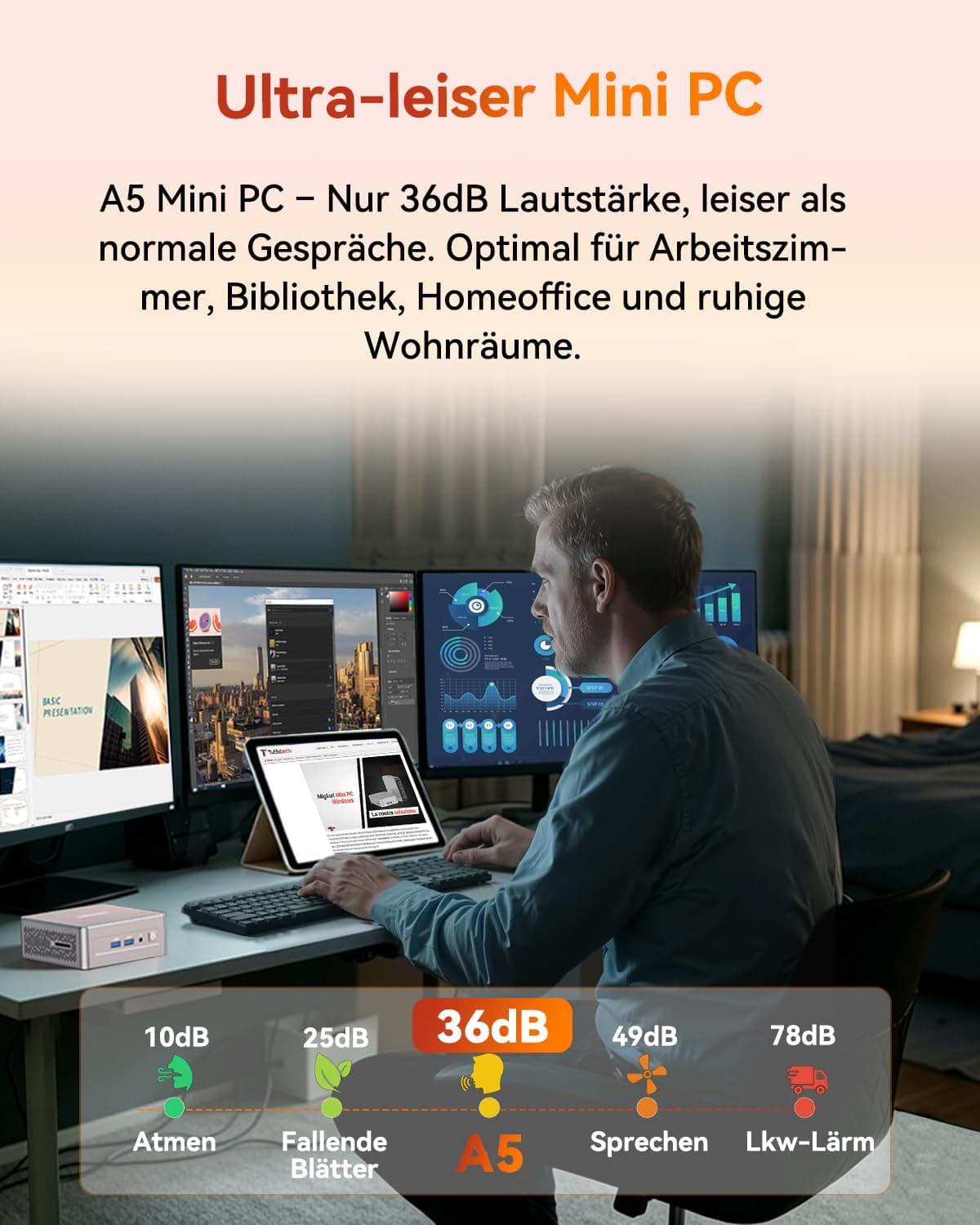 GEEKOM Mini PC A5 2026 Neu mit AMD Ryzen 5 7430U,16GB RAM(Erweiterbar, Nicht LPDDR) 512GB SSD, Windows 11 Pro Ultra-leiser Kompakter Desktop-PC mit Dual HDMI 8K-Ausgang & SD-Slot für Business/Büro A5 R5 7430U(16GB+512GB) Bild 7
