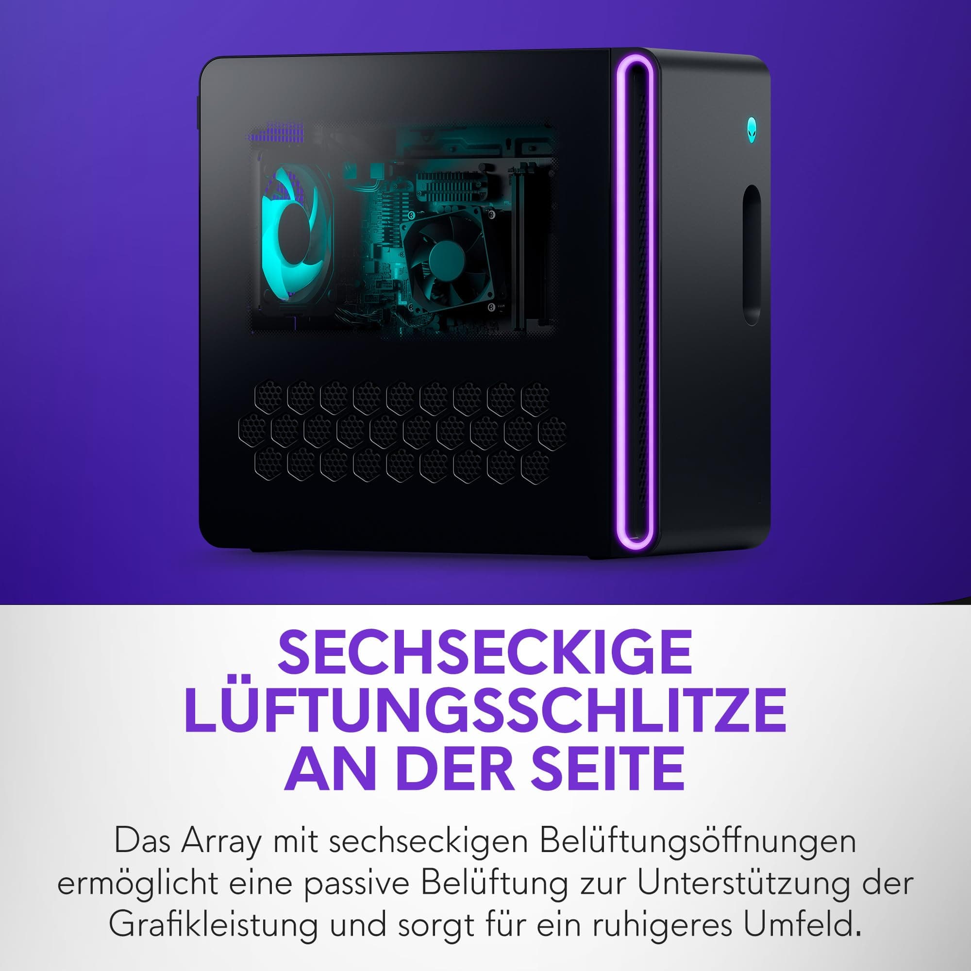 Alienware Aurora Gaming Desktop ACT1250 – Intel Core Ultra 7 265F, Nvidia GeForce RTX 5060 Ti, 16GB DDR5, 1TB SSD, Luftkühlung, Windows 11 Home, USB-C, Klare Seitenwand, 500W PSU – Basalt Black Intel Core Ultra 7 265F 16 GB 1 TB NVIDIA RTX 5060Ti Bild 3