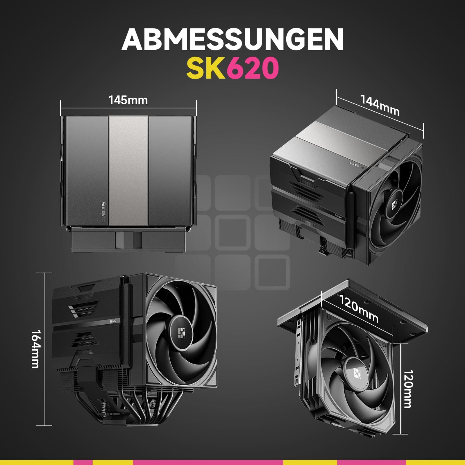 Sudokoo SK620 CPU Kühler AM5 : PC Lüfter mit Dual Tower für AM5 Exklusiv & 6 Heatpipes - CPU Cooler mit Zwei 120mm FDB PWM Lüfter - Luftkühler, Einfache Montage, 5 Jahre Garantie, Schwarz SK620 Schwarz Bild 7