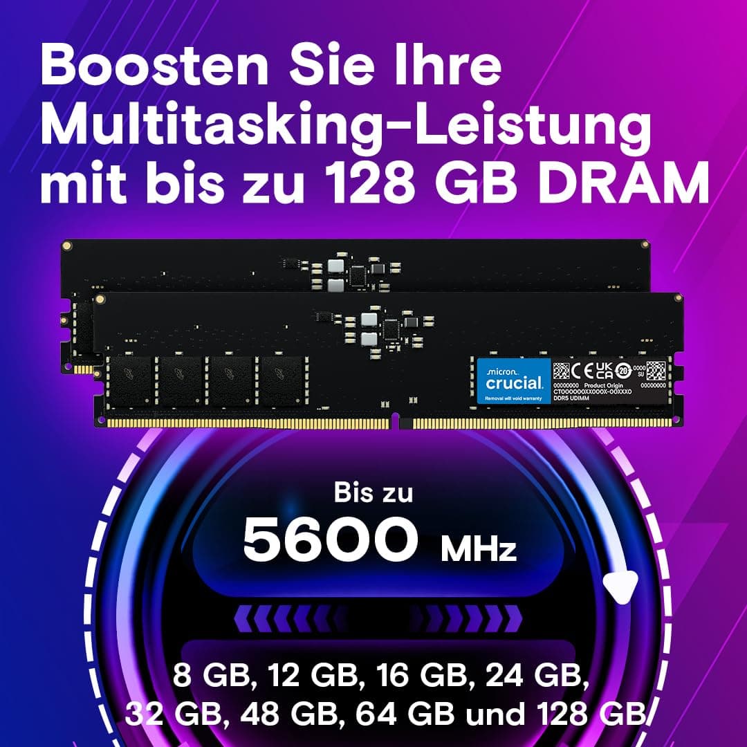 Crucial DDR5 RAM 16GB Kit (2x8GB) 5600MHz, PC Computer Arbeitsspeicher, (auch 5200MHz / 4800MHz) CL46 - CT2K8G56C46U5 Bild 6
