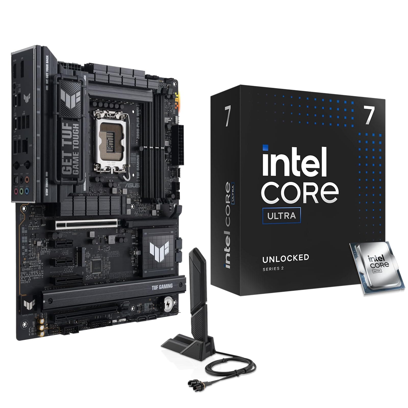 Micro Center CPU Motherboard Combo - Intel Core Ultra 7 265K 20-Kerne entsperrter Desktop-Prozessor mit Asus Tuf Gaming Z890-Plus WiFi LGA 1851 ATX Motherboard