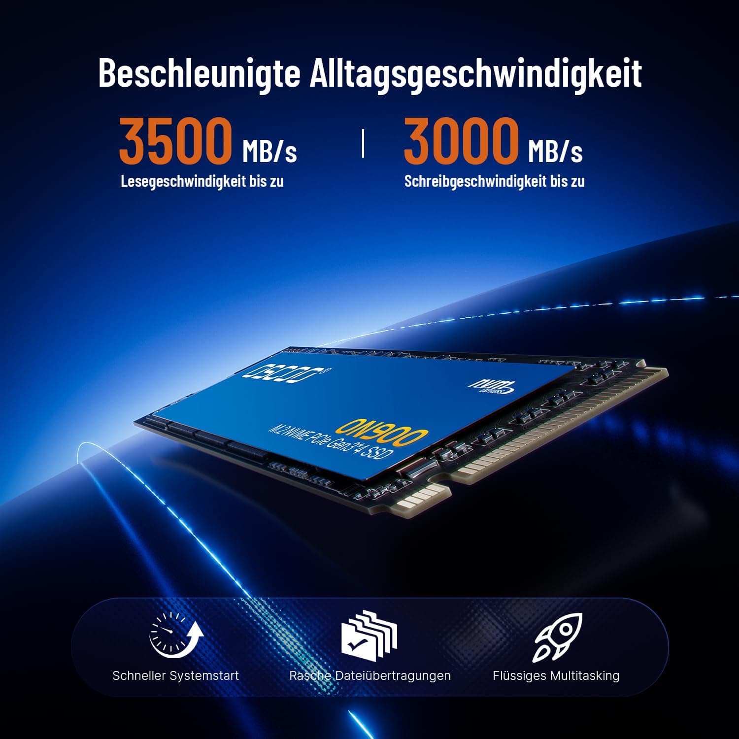 1TB NVMe M.2 SSD bis zu 3500 MB/s Lesegeschwindigkeit, 3000 MB/s Schreiben, PCIe 3.0x4 2280 SSD Interne Festplatte Gen3 NVMe 3D TLC NAND Auch PC, laptops Werden eingesetzt Bild 6