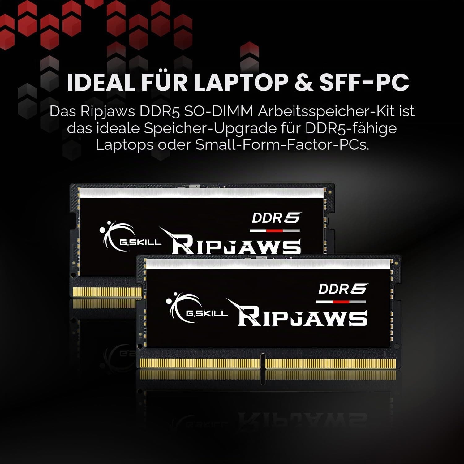 G.Skill SO-DIMM 32 GB DDR5-5600 (2X 16 GB) Dual-Kit (schwarz, F5-5600S4645A16GX2-RS, Ripjaws, Intel XMP) 32GB (2x16GB) DDR5-5600 CL46-45-45-89 Schwarz Bild 5