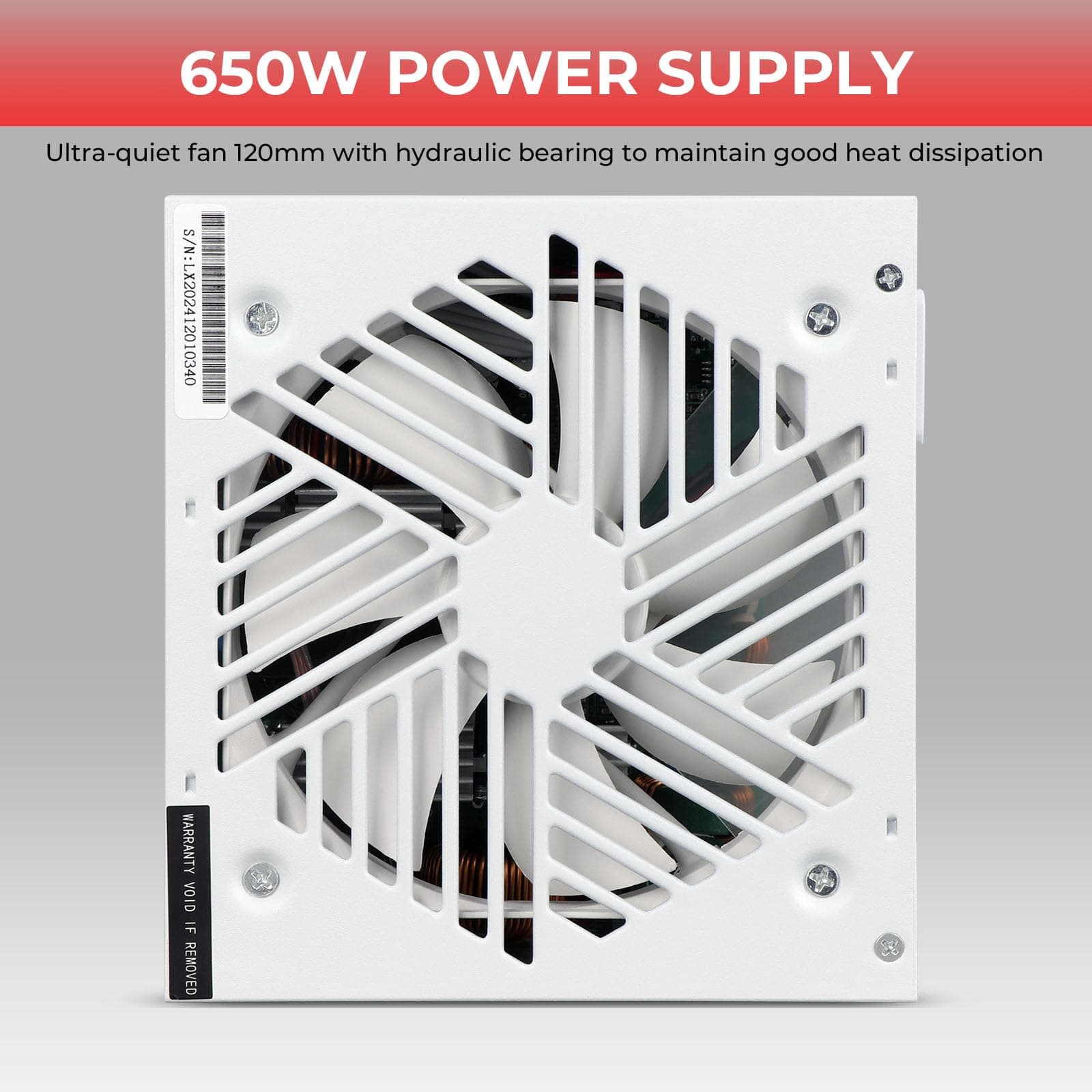 650 W Netzteil Standard ATX PC PSU 80 Plus Gold Nicht Modular Vollspannung 110-240 V Aktiv PFC mit 20+4Pin Motherboard Stromkabel für Desktop-Gaming-Server Weiß Bild 7