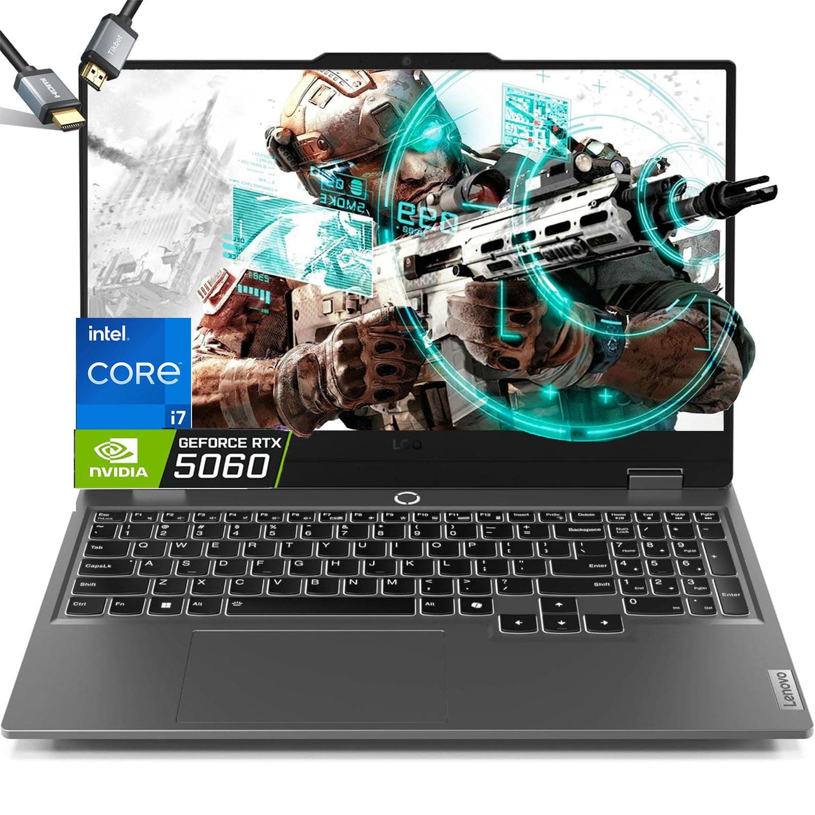 Lenovo LOQ 15.6 Gaming Laptop RTX 4060-13th Gen i7-13700H 14 Core - FHD IPS Display 144Hz - Backlit Keyboard - Windows 11 - Wi-Fi 6 - Webcam - RJ45 - HDMI Cable (32GB DDR5 RAM |2TB PCIe SSD)