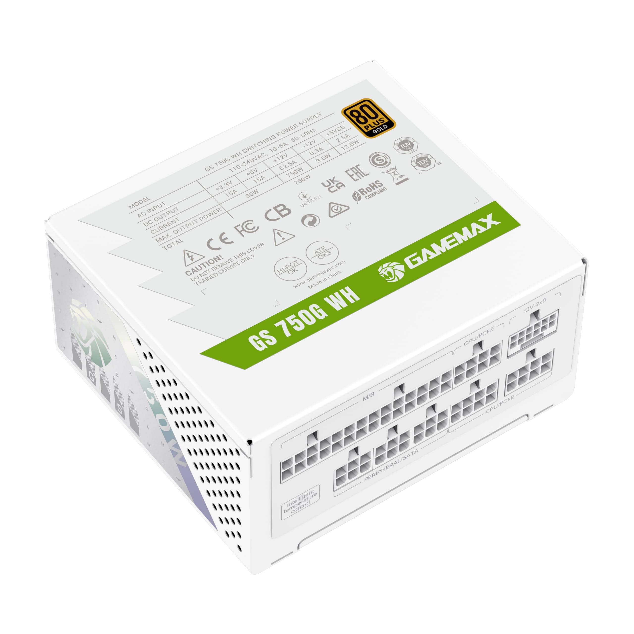 GAMEMAX GS 750G WH SFX Netzteil PC 750W, Vollmodular, 80 Plus Gold, Hochwertige Japanische Kondensatoren, FDB Lüfter, APFC+LLC+DC-DC, 9 Schutzfunktionen, 5 Jahre Garantie 750 Watt Weiß Bild 7