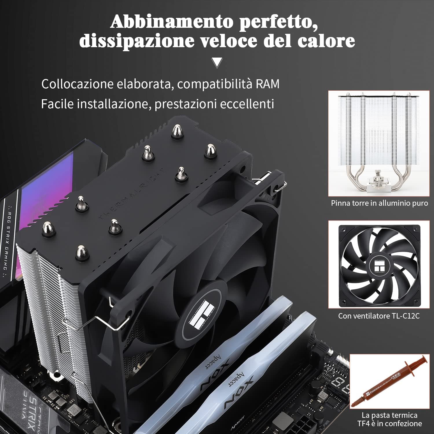 Thermalright Assassin X 120 SE CPU-Luftkühler, AX120 SE, 4 Heatpipes, TL-C12C PWM Leiser Lüfter CPU-Kühler mit S-FDB-Lager, für AMD AM4/AM5 Intel 1700/1150/1151/1200 AX120R SE Bild 5