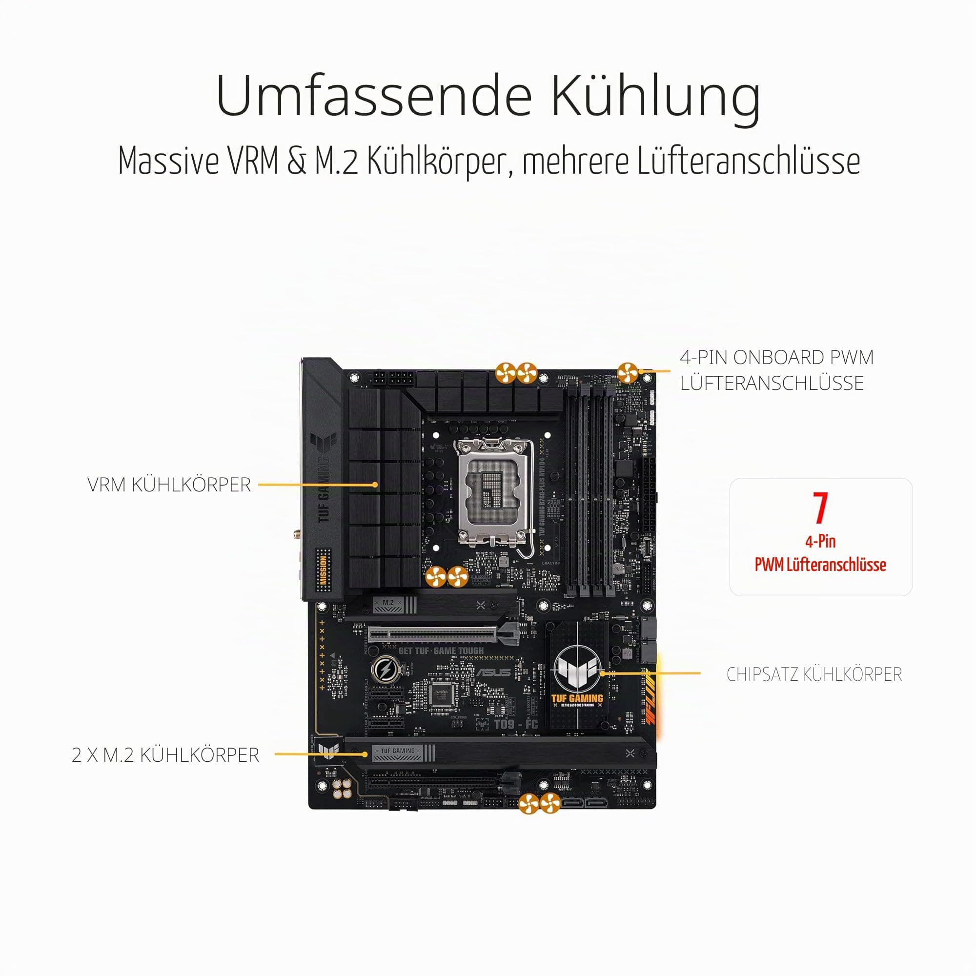 ASUS TUF Gaming B760-PLUS WiFi D4 Mainboard Sockel Intel LGA 1700 (Intel B760, ATX, DDR4 Speicher, PCIe 5.0, 2X M.2, WiFi6, Thunderbolt 4, Aura Sync) Bild 5
