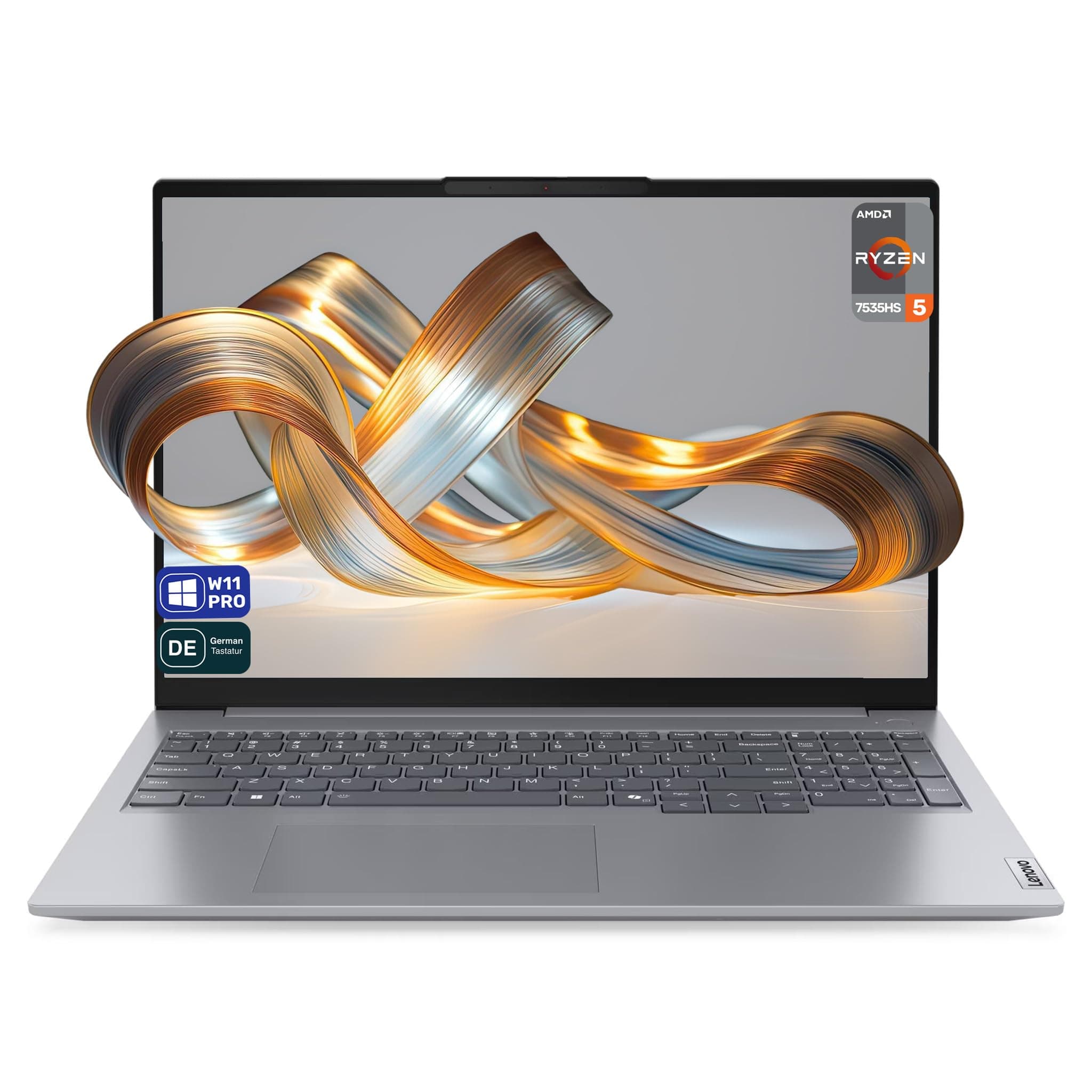 Lenovo ThinkBook 16 G7 ARP Business Laptop, AMD Ryzen 5-7535HS, 16 GB DDR5 RAM, 512 GB PCIe SSD, 16" WUXGA Display, AMD Radeon 660M Graphics, Deutsches Tastatur-Layout, Windows 11 Pro, Arctic Grey 16 GB RAM | 512 GB SSD Windows 11 Pro