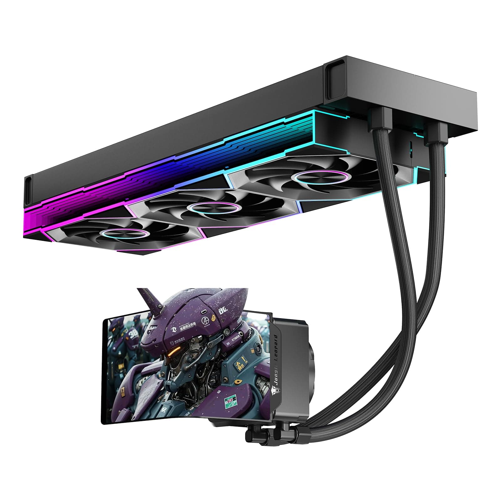 TZMRIT CA360 ARGB 360mm AIO Drehbar 6.67 '' AMOLED Gebogener Bildschirm 3D Anamorphe Wirkung Anpassbar AIO Wasserkühlung 360mm, 320w TDP, für Intel LGA 1851/1700 AMD AM5/AM4 (BK) Bild 2