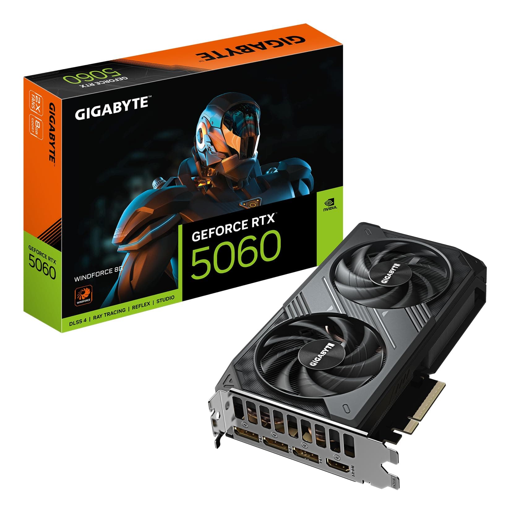 Gigabyte GeForce RTX 5060 WINDFORCE 8G Grafikkarte - 8GB GDDR7, 128bit, PCI-E 5.0, 2497 MHz Kerntakt, 3 x DisplayPort, 1 x HDMI, GV-N5060WF2-8GD Bild 2