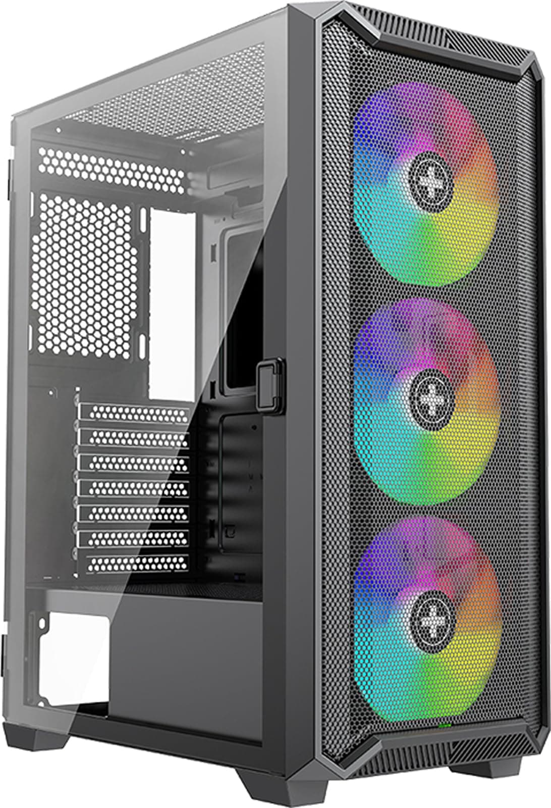 Xilence X613 XILENT BLADE II Gaming PC Gehäuse, 3x 120mm ARGB Lüfter, ATX Midi Tower Case, Mesh Front Panel für guten Airflow und PWM/ARGB Control Board, schraubenloses Glas Side Panel schwarz Midi Tower, mid 1 Bild 2
