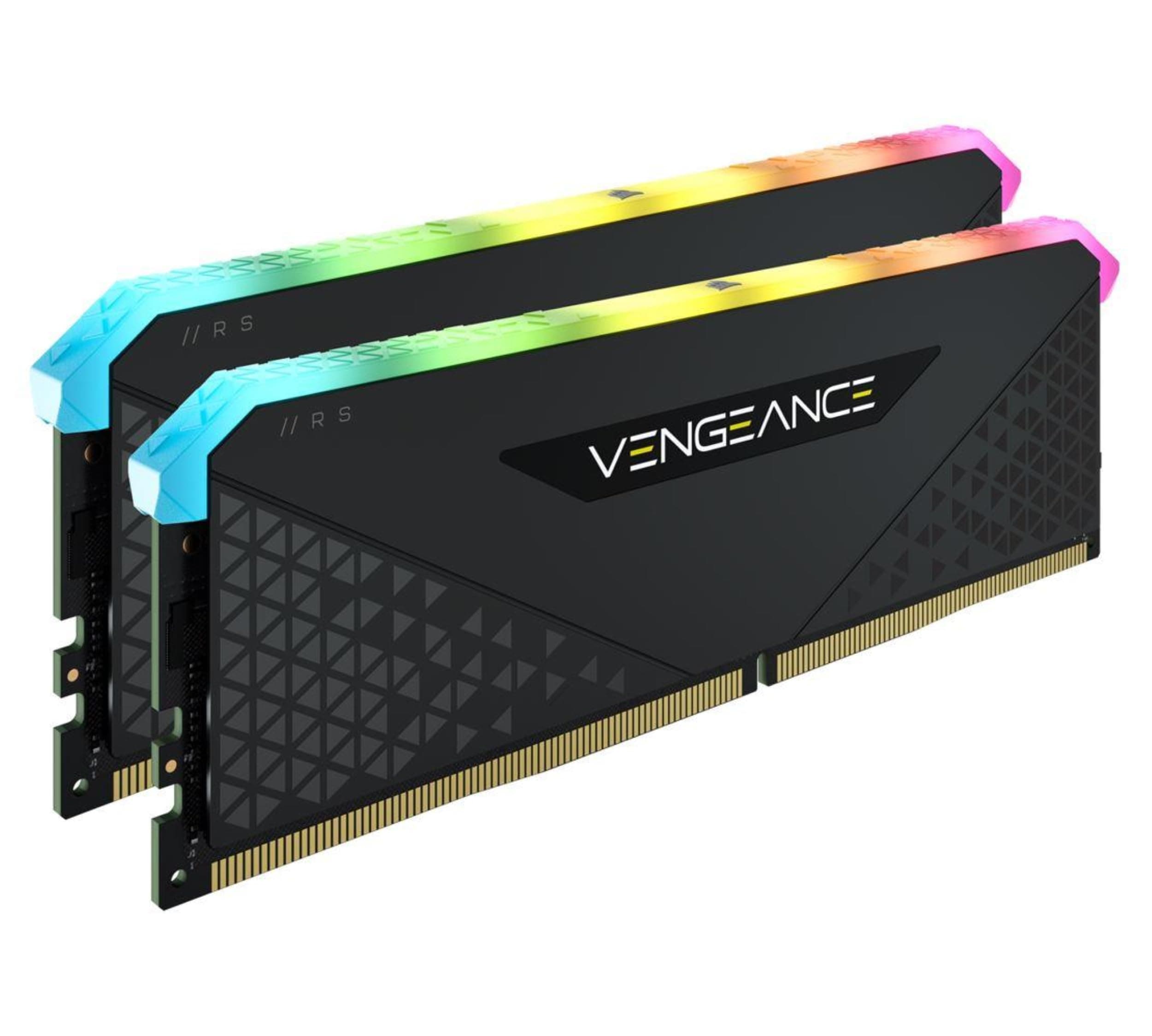 Corsair Vengeance RGB RS 32 GB (2 x 16 GB) DDR4 3.600MHz C18 Arbeitsspeicher (Dynamische RGB-Beleuchtung, Kompatibilität mit Intel 300/400/500 & AMD 400/500 Series) Schwarz CMG32GX4M2D3600C18 2 x 16GB