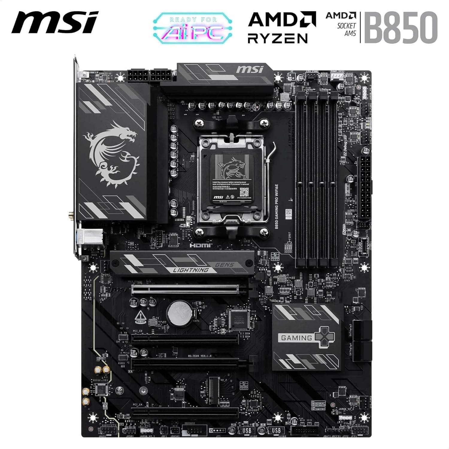 MICRO CENTER AMD Ryzen 5 7600X CPU Prozessor mit MSI B850 Gaming PRO WIFI6E Motherboard (ATX, AM5, DDR5, M.2 Gen5, Wi-Fi 6E) AMD Ryzen 5 7600X + MSI B850 Gaming Pro WIFI6E Bild 5