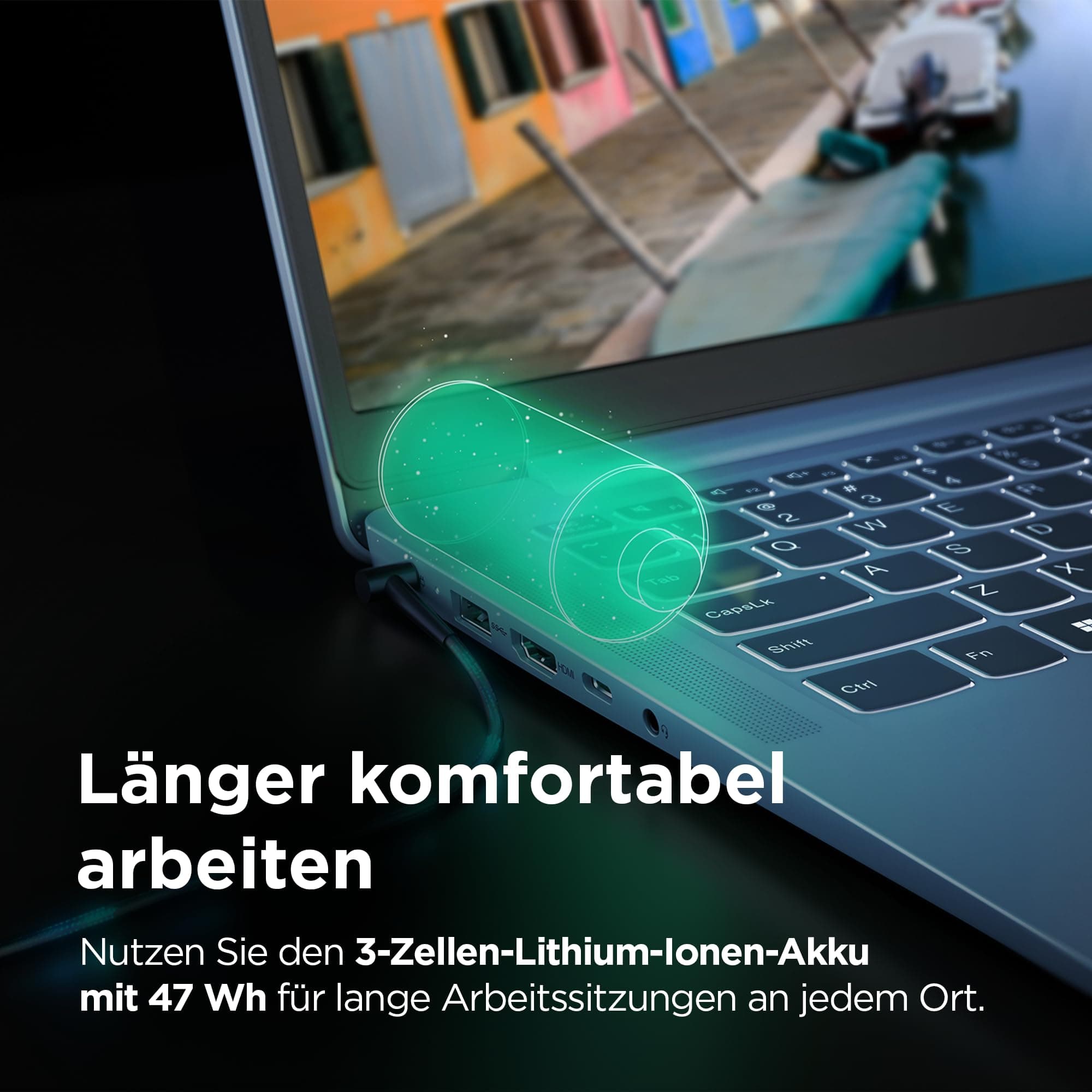 Lenovo IdeaPad Slim 3 Laptop | 15.6" FHD Display | AMD Ryzen 3 7330U | 512GB SSD | 8 GB RAM | AMD Radeon Grafik | QWERTZ | Windows 11 | Abyss Blue | 3 Monate Premium Care Bild 7