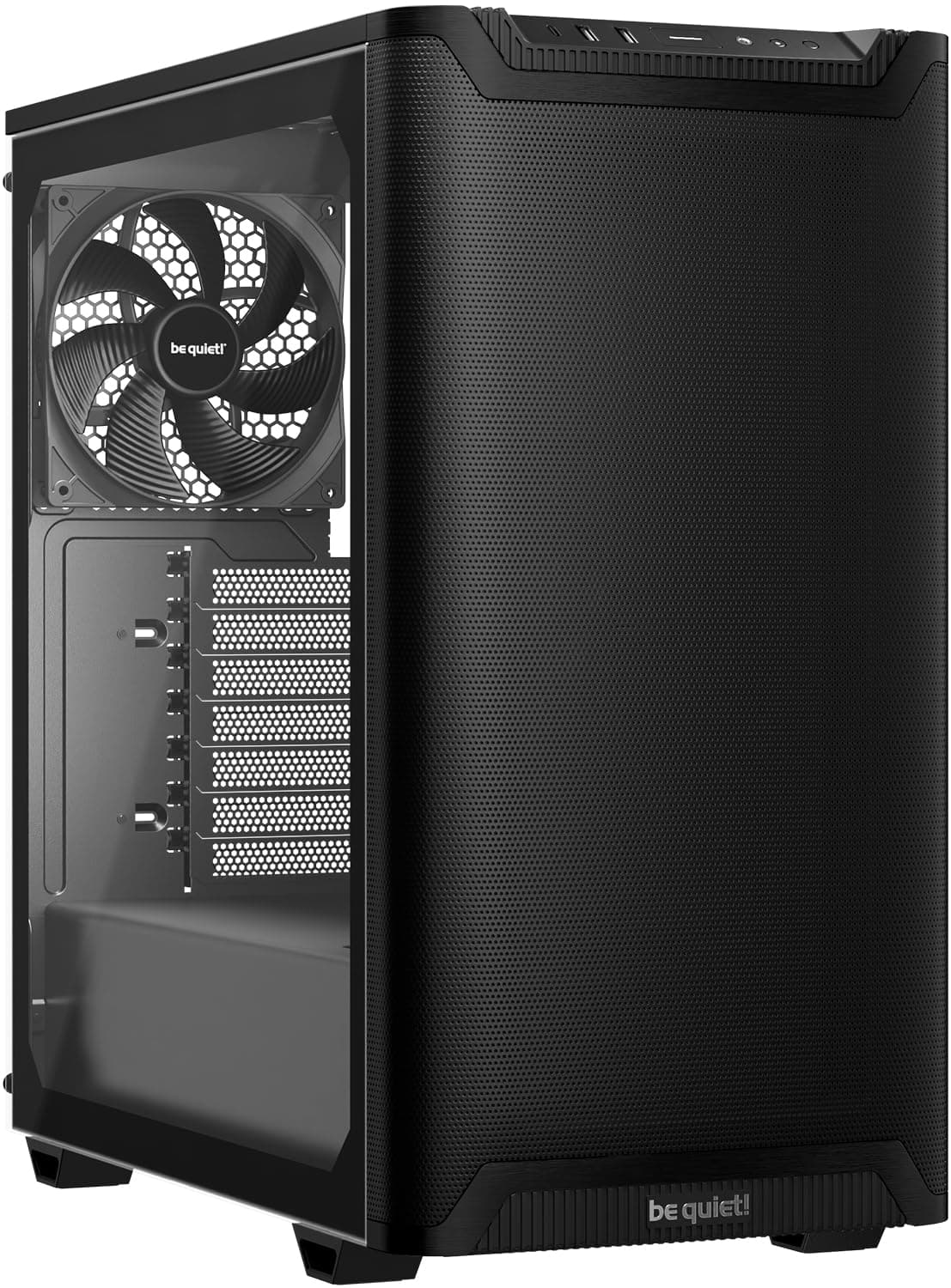 be quiet! Pure Base 501 Airflow Window Black PC-Gehäuse, 2 vorinstallierte Pure Wings 3 140mm PWM-Lüfter, hoher statischer Druck, USB 3.2 Gen. 2 Type C, geräumiges Design, Seitenfenster aus Temperglas Bild 2