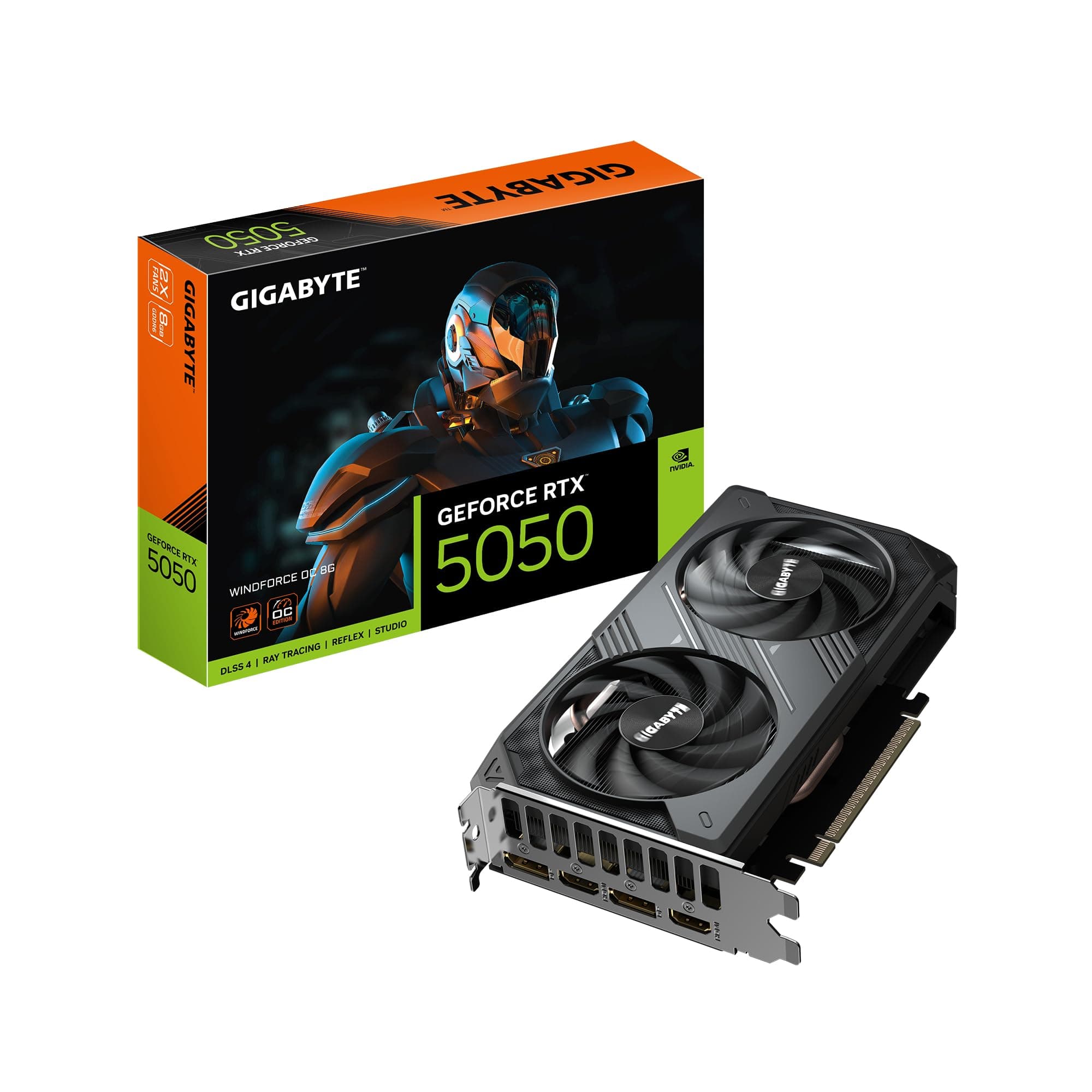 Gigabyte GeForce RTX 5050 WINDFORCE OC 8G Grafikkarte - 8GB GDDR6, 128bit, PCI-E 5.0, 2587MHz Kerntakt, 2 x DP, 2 x HDMI, NVIDIA DLSS 4, GV-N5050WF2OC-8GD Bild 2