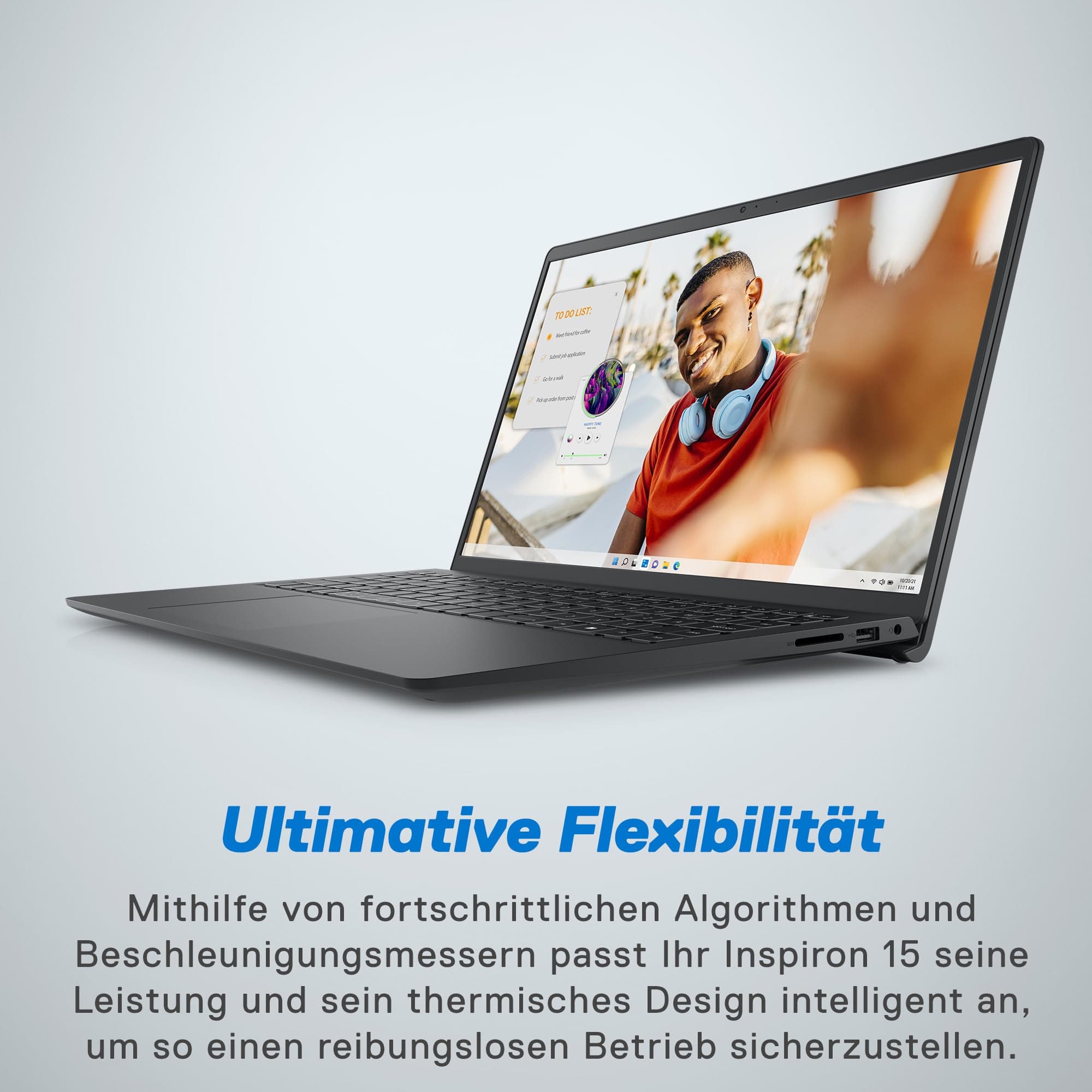 Dell Inspiron 15 3535 Laptop 15.6 Inch FHD 120Hz, AMD Ryzen 5 7520U, 8GB RAM LPDDR5, 512GB SSD, AMD Radeon Graphics, Intel Wi-Fi 6, Windows 11 Home, German QWERTY Black Ryzen 5 7520U 8 GB 512GB Bild 5