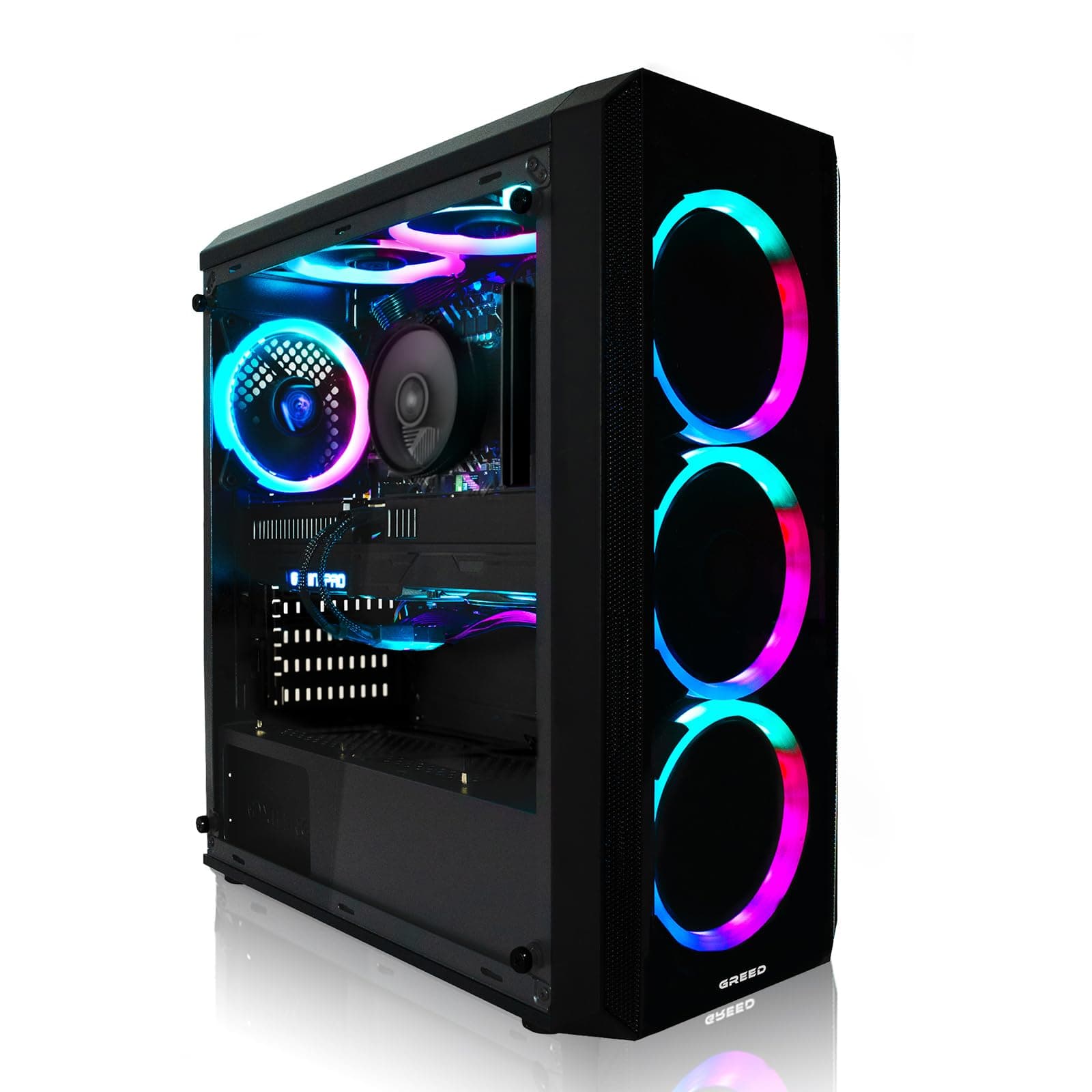 Greed® MK2 Power - High End Gaming PC - AMD Ryzen 7 5700X + AMD Radeon RX 9070 16GB - Schneller RGB Computer + 4K Raytracing Rechner mit 4,6 GHZ - 32GB DDR4 RAM - 1TB SSD - WLAN + W11 Pro MK2 POWER | RX 9070 AMD 32GB