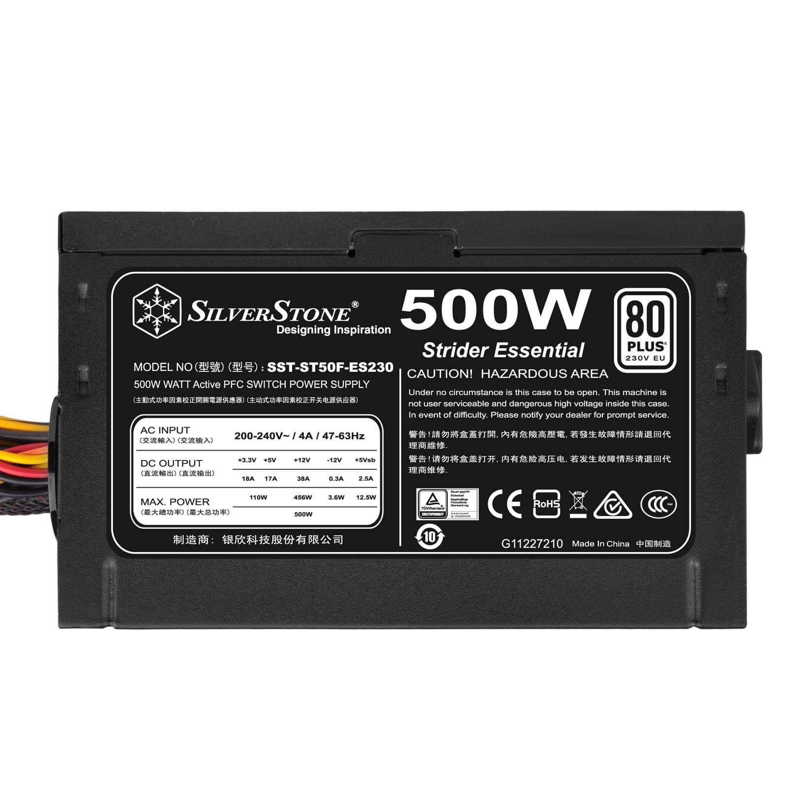 SilverStone SST-ST50F-ES230 v 2.0 - Strider Essential Serie, 500W 80 Plus 230V EU ATX flüsterleises PC -Netzteil mit 120 mm-Lüfter Bild 5