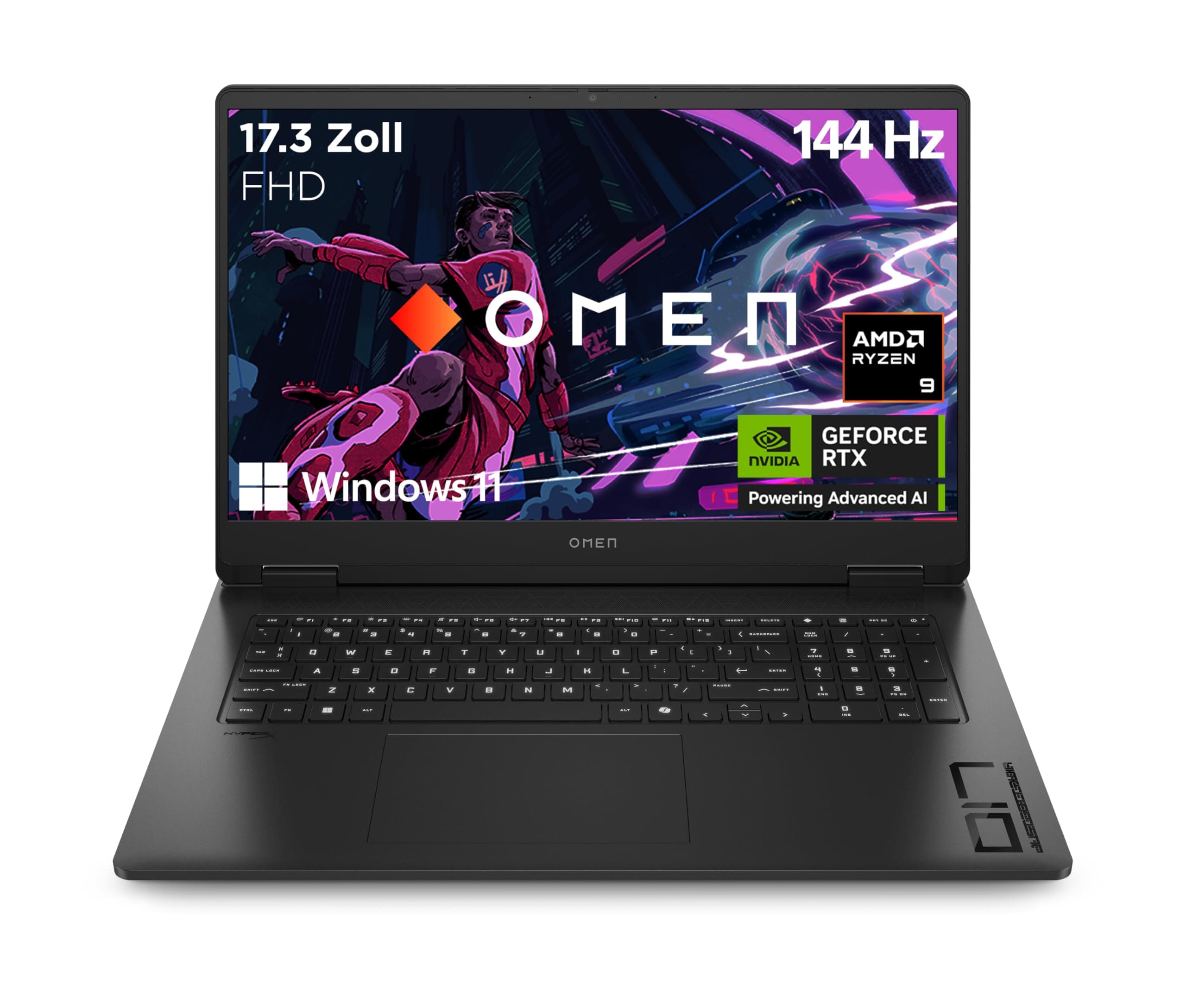HP Omen Gaming Laptop | 17,3 Zoll FHD-Display - 144 Hz | AMD Ryzen 9 8945HS | 16 GB DDR5 RAM (2x8 GB) | 1TB SSD | NVIDIA GeForce RTX 4060 (8GB) | QWERTZ | Windows 11 Home | Shadow Black NVIDIA GeForce RTX 4060 AMD Ryzen9-8945HS, 16GB DDR5