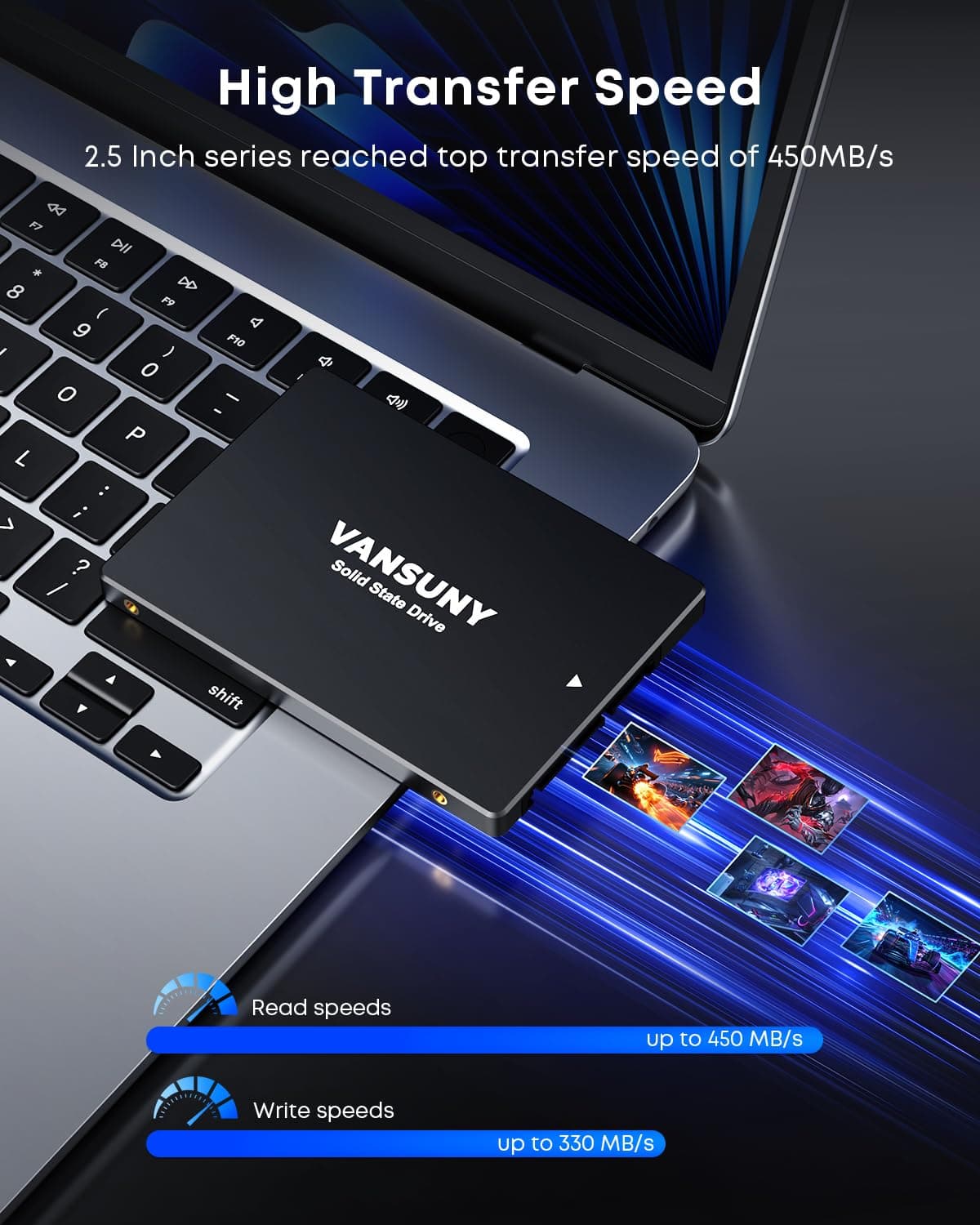 Vansuny Intern SSD 128GB 2.5 Zoll SATA III 6 Gb/s SSD intern 128GB 3D TLC NAND-Technologie zum Aufrüsten von PC oder Laptop Speicher und Speicher für IT-Profis/Ersteller/Unternehmen Bild 2