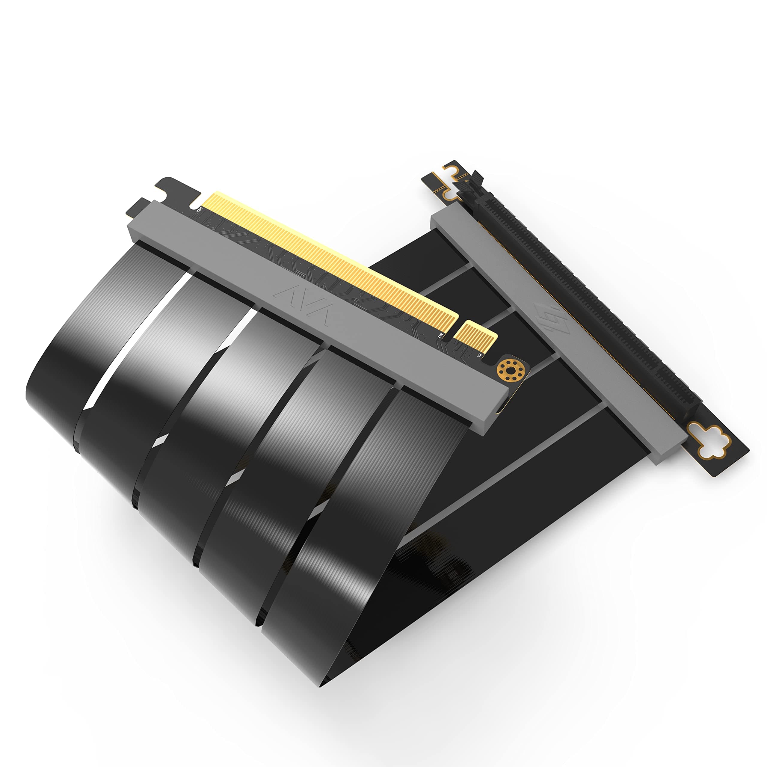 LINKUP - AVA PCIe 4.0 Gen 4 x16 Riserkabel - RTX 4090 RX7900 Ready - Steigere deine Gaming-Performance - 90 Grad Schwarz (15cm)