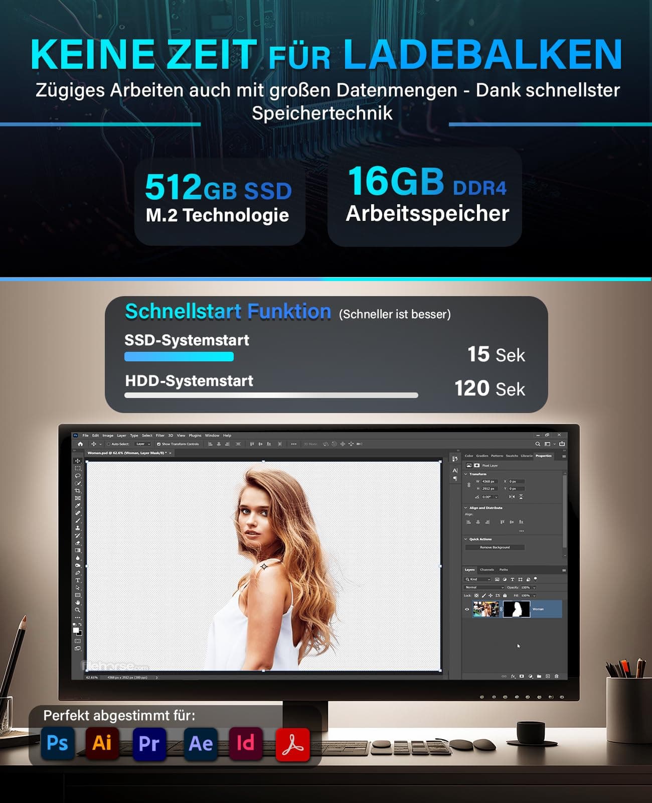 Greed® Multimedia V2 PC mit Intel Core i7 10700F - Schneller Rechner + Computer für Büro & Home Office mit 4,8 GHZ, 16GB RAM/Arbeitsspeicher - 512GB SSD - DVD+RW - USB3.1 - WLAN, inkl. Windows 11 Pro Multi | V2 INTEL Bild 7