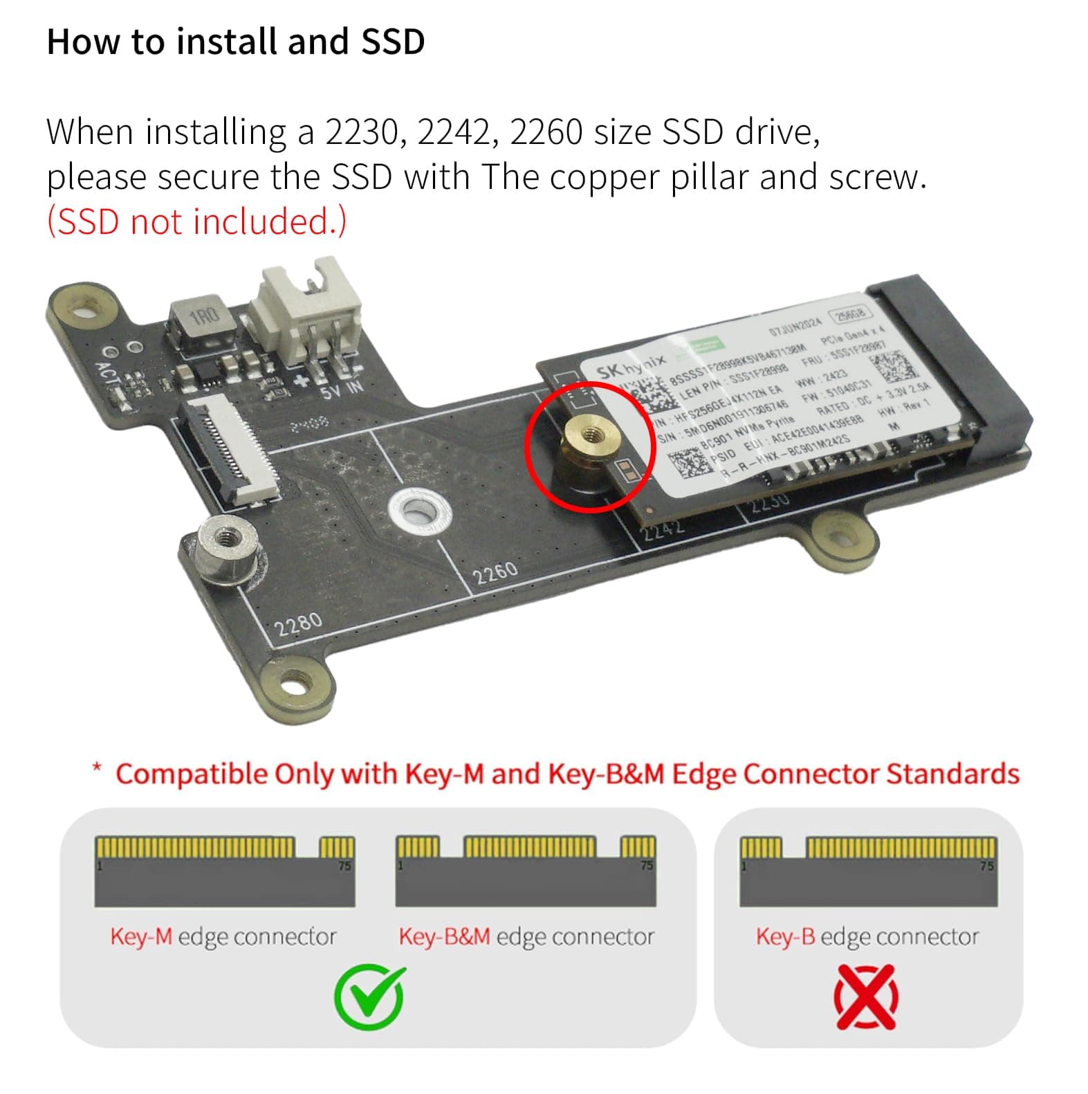 ElectroCookie PCIe auf M.2 NVMe SSD HAT Board für Raspberry Pi 5 (X1001) Bild 5