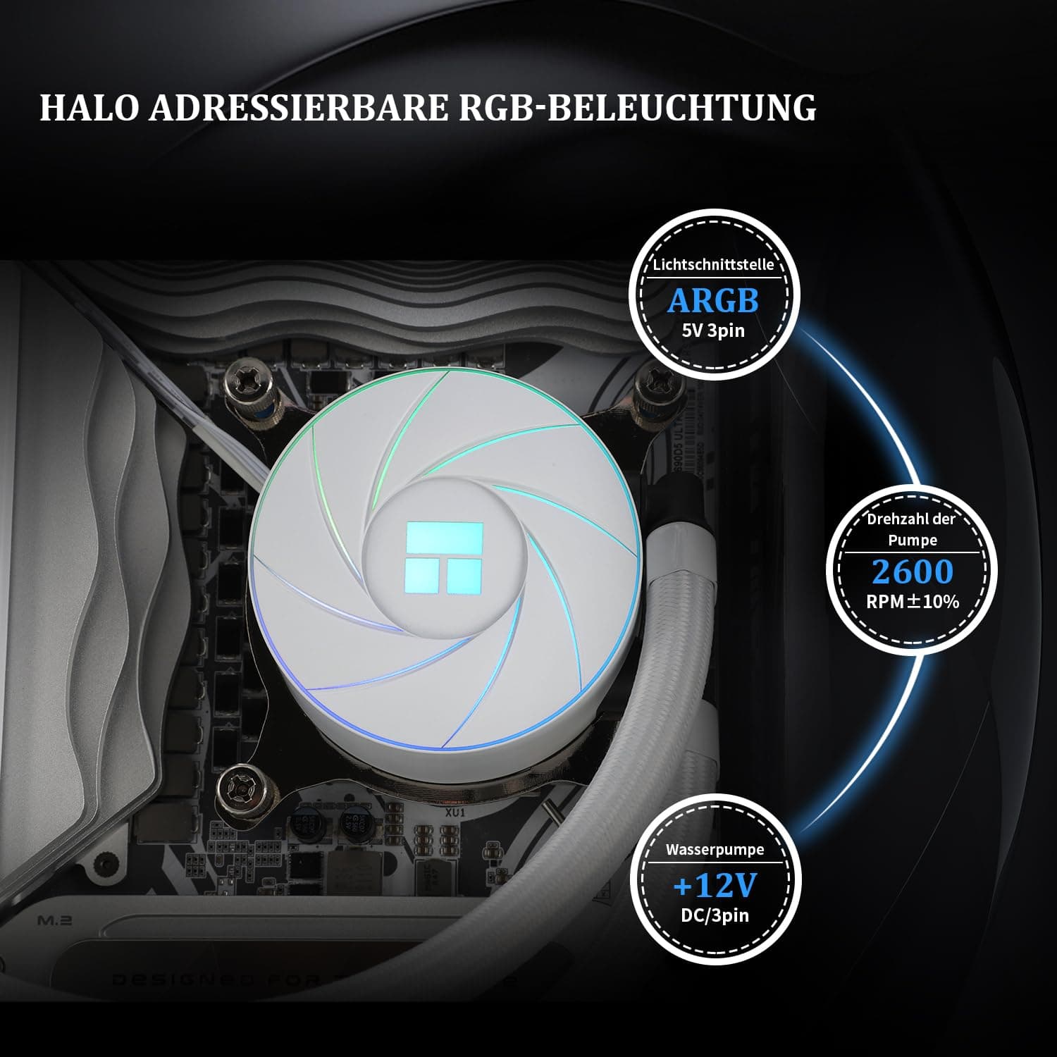 Thermalright AQUA ELITE 240 Weiß ARGB V2 CPU-Wasserkühler, 240 Aio CPU-Kühler, 2xTL-S12W PWM-Lüfter, ARGB-Feinblendeneffekt, für AM4/AM5, Intel LGA1150/1151/1200/1700/1851 240mm White Bild 7