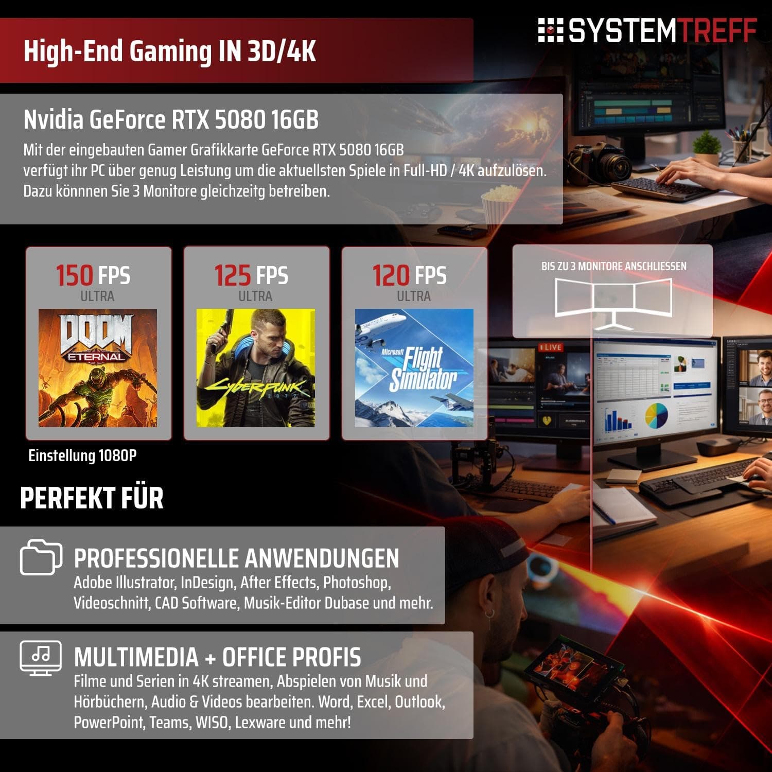 SYSTEMTREFF High-End Gaming PC weiß AMD Ryzen 9 9950X3D 16x5.7GHz | Nvidia RTX 5080 16GB | 2TB M.2 NVMe | 32GB DDR5 RAM | Windows 11 | Desktop Computer Rechner für Gamer, Zocker & Streamer Bild 5