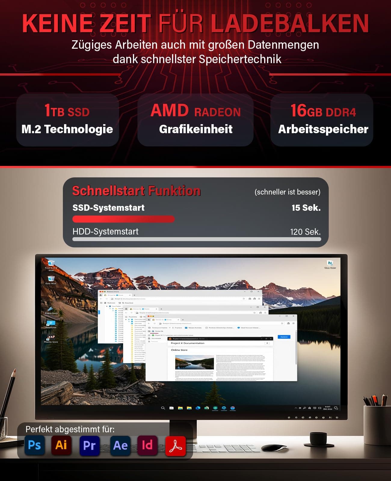 Greed® Multimedia V2 PC mit AMD Ryzen 5 5500GT - Schneller Rechner + Computer für Büro & Home Office mit 4,4 GHZ, 16 GB RAM/Arbeitsspeicher - 1TB SSD - DVD+RW - USB3.1 - WLAN, inkl. Windows 11 Pro Multi | V2 AMD Bild 7