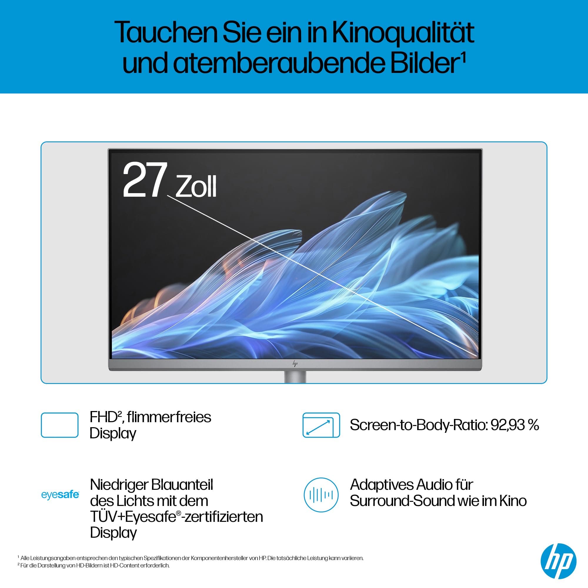 HP OmniStudio X 27-cs0273ng All-in-One KI PC, 27 Zoll Entspiegeltes FHD-Display, Intel Core Ultra 7 155H, 16 GB DDR5-SDRAM, 1 TB SSD, Intel Arc Graphics, Windows 11 Home, QWERTZ Tastatur, Silber Intel Core Ultra 7 155H 27 Zoll FHD Intel Arc Graphics Bild 3