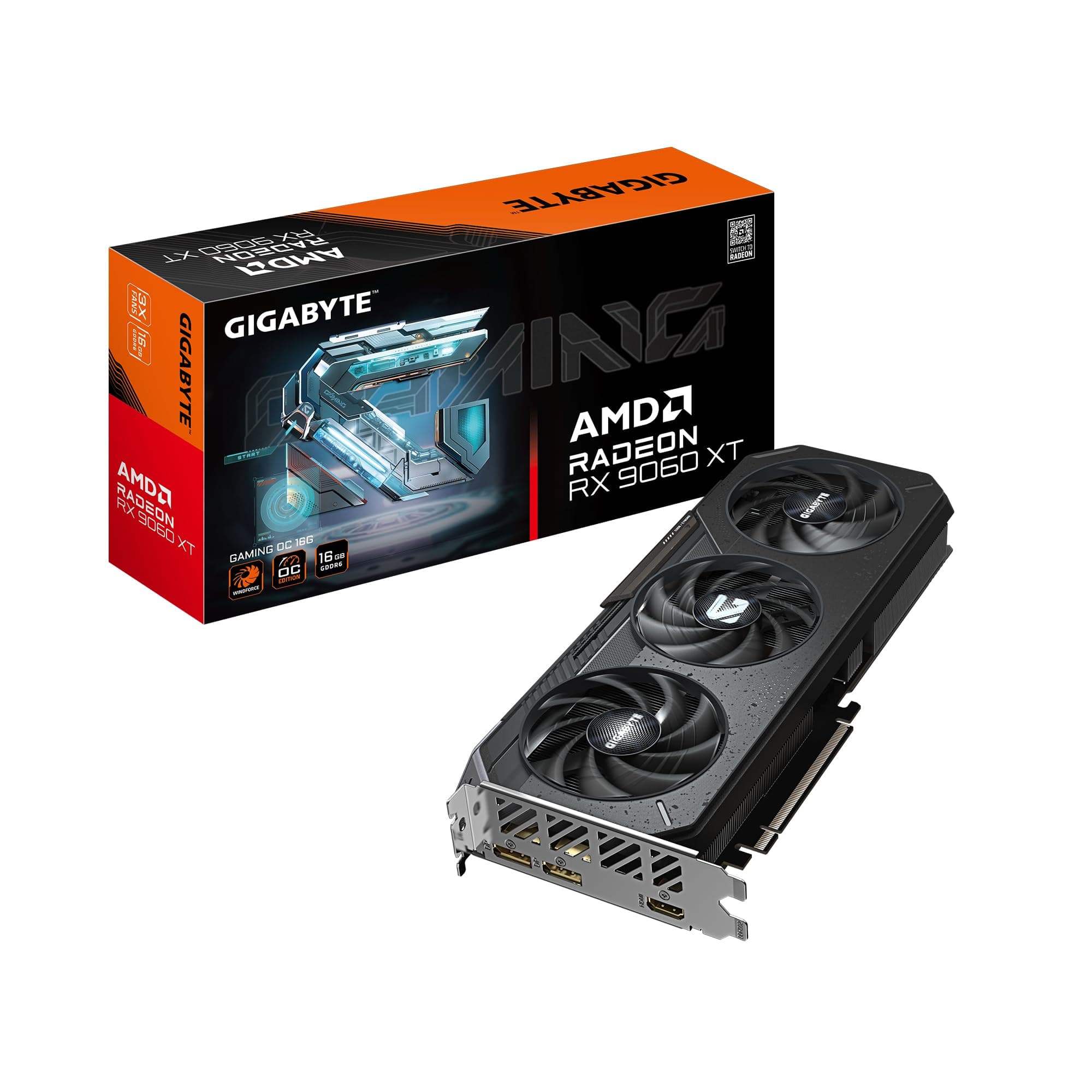 GIGABYTE Radeon RX 9060 XT Gaming OC 16G Grafikkarte, PCIe 5.0, 16GB GDDR6, GV-R9060XTGAMING OC-16GD Grafikkarte Bild 2