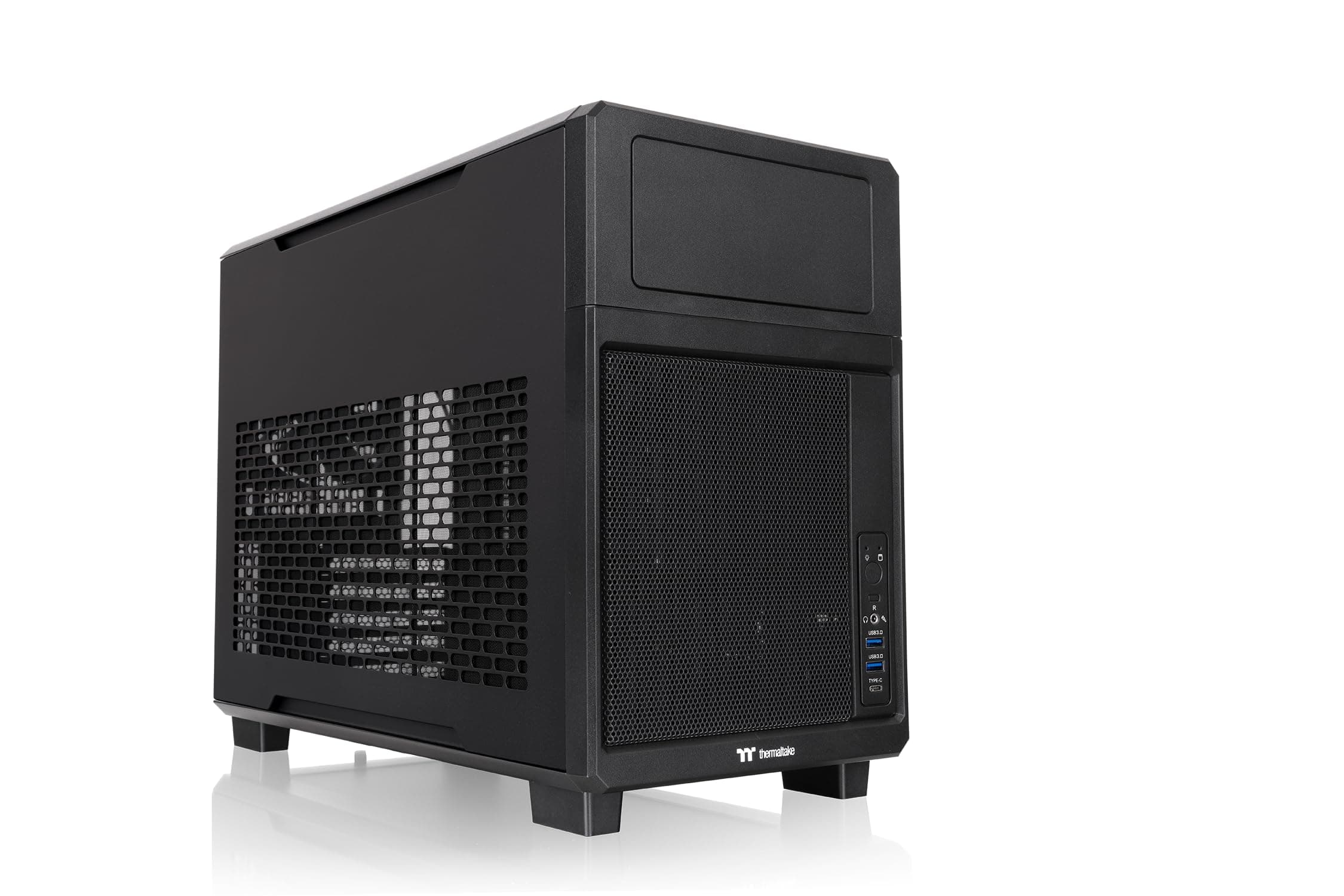 Thermaltake TR200 Black | Micro ATX PC-Gehäuse | Vorinstallierter 120 mm Lüfter | 360 mm AIO Support | LCD Kit kompatibel | Funktionelle Frontblende Schwarz TR200
